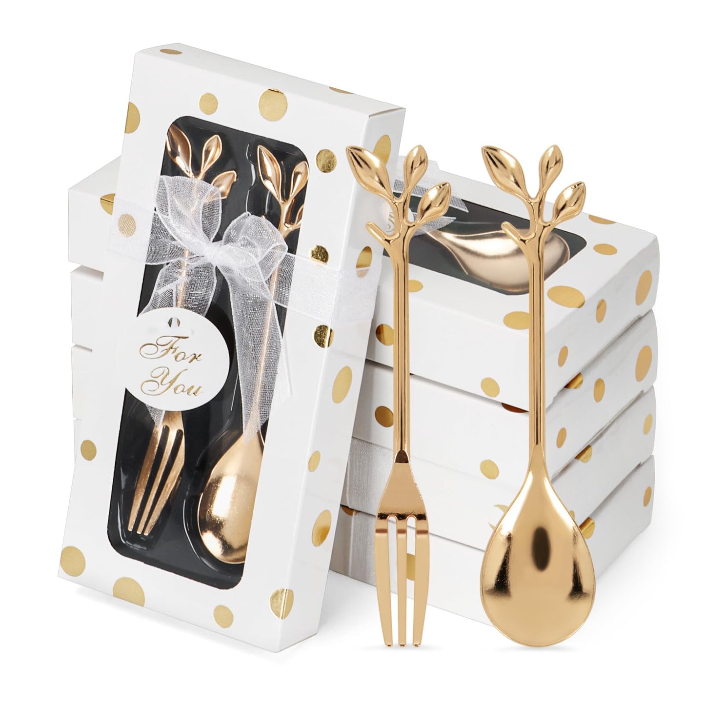 30 packs of wedding forks and spoons, suitable for wedding gifts, bridal or baby party gifts, tea party gifts, beverage spoon gifts or souvenirs, suitable for guests to use separately packaged