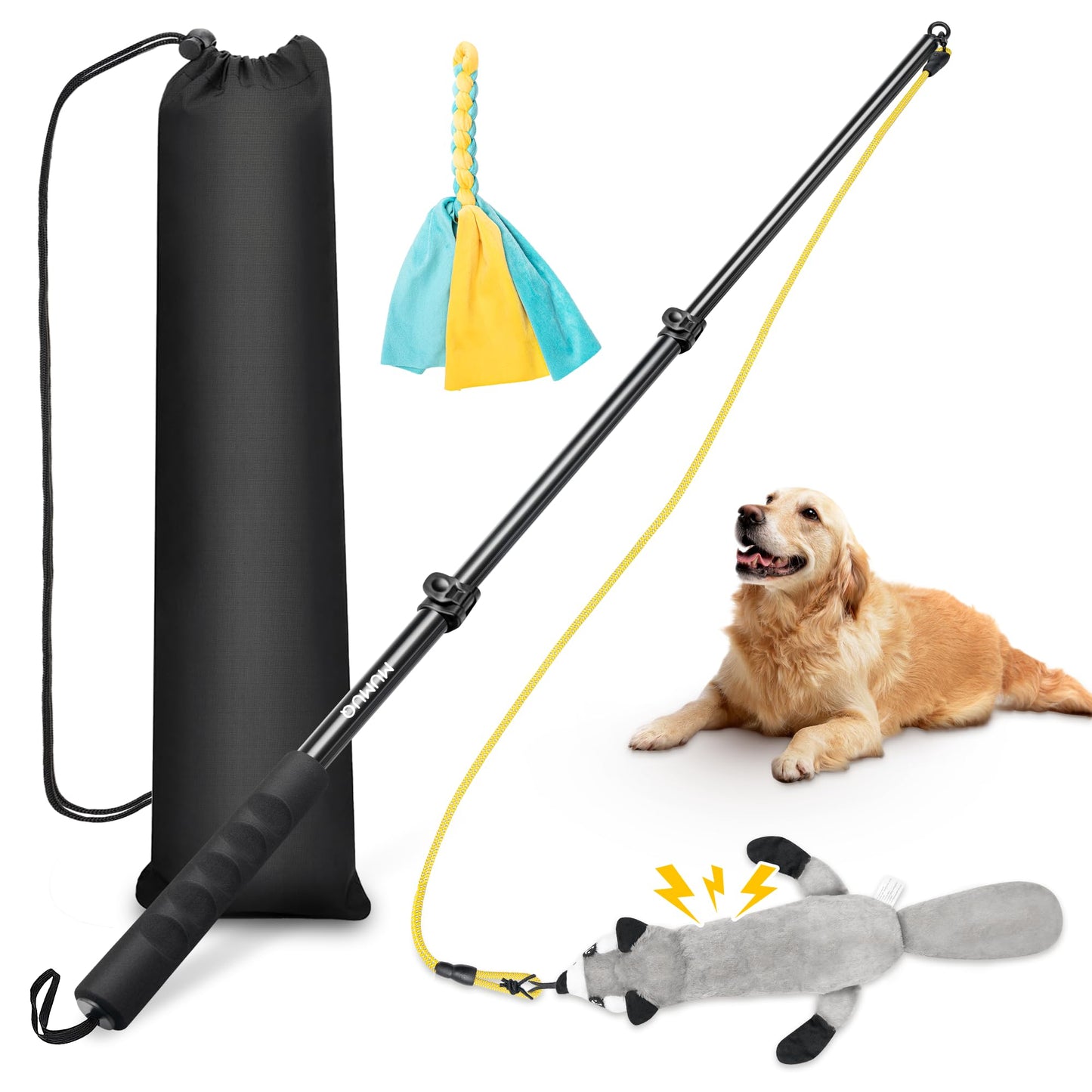 Flirt Pole for Dogs, Retractable Teasing Stick with Lure, Interactive Dog Toys for Outdoor Training Play Exercise, 40 Inch Flirt Stick for Dog Agility Training Equipment