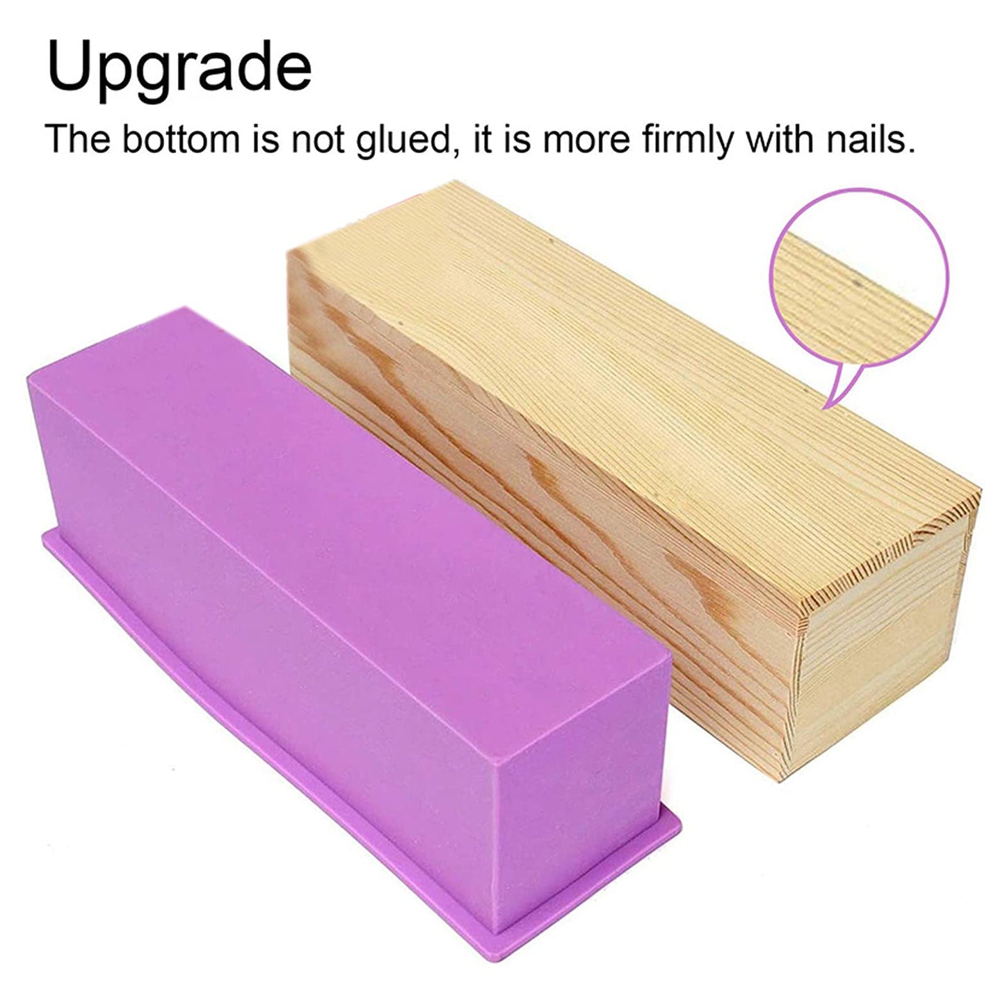 3 Pack 42oz Silicone Soap Molds, Flexible Rectangular Silicone Soap Making Tools Soap Molds Set DIY Handmade Loaf Soap Molds Kit with Wood Box For Soap Cake Candle Making(Purple)