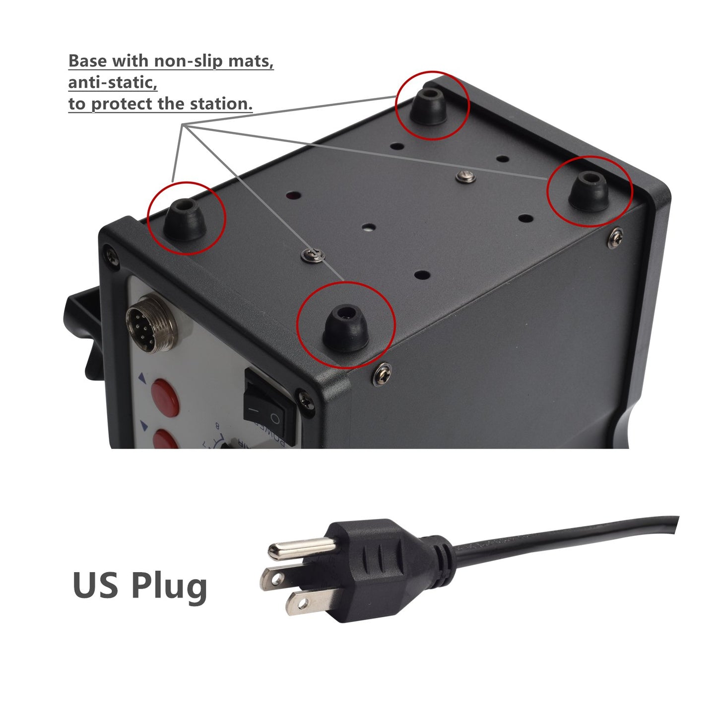 TXINLEI 858D 110V Solder Station, Digital Display SMD Hot Air Rework Station Solder Iron Kit Heat Gun, Tweezers, Desoldering Pump