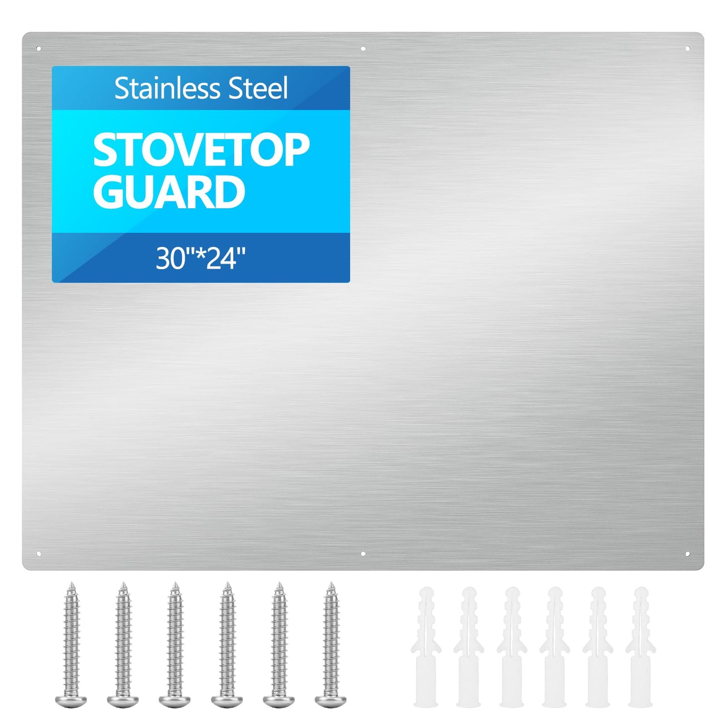 Thicken Heavy Range Hoods Stainless Steel Backsplash,Panel Splatter Guard for Stovetop,6 Pre Drilled Holes for Easy Installation,Keep The Walls Clean, Bright and Beautiful (30" x 24")