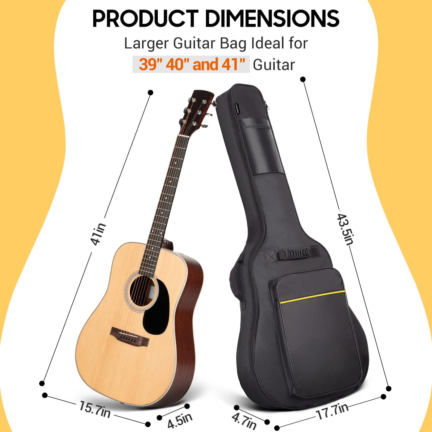 CAHAYA Guitar Bag Gig Bag Padded Backpack Oxford Cloth Water-Resistant with Large Pockets for Guitars Acoustic Guitar Bag CY000152