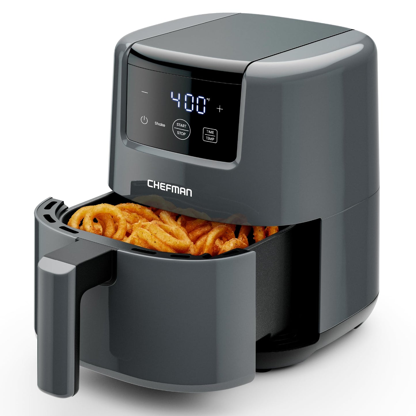 CHEFMAN 2 Qt Mini Air Fryer – Digital Space-Saving Compact Air Fryer with Nonstick and Dishwasher Safe Basket, Quick & Easy Meals in Minutes, Features Digital Timer and Shake Reminder – Grey