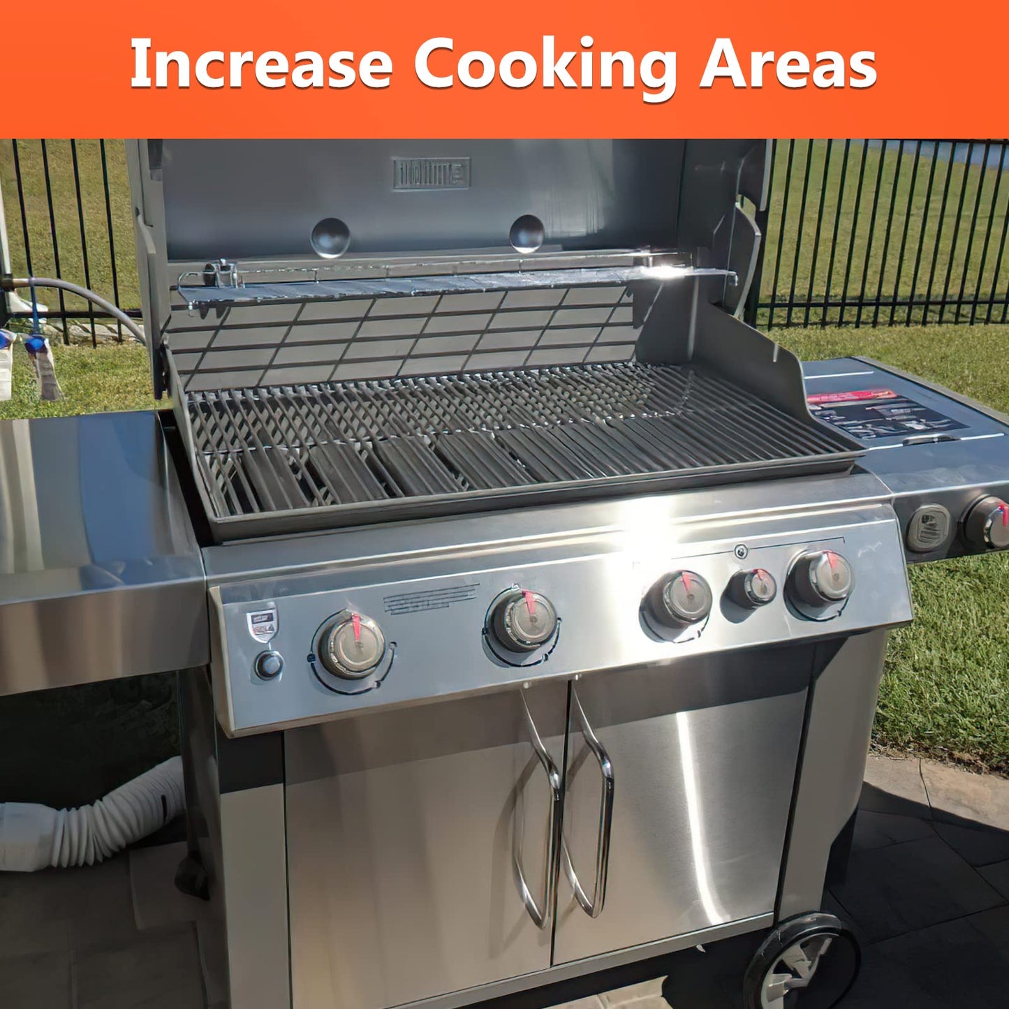 QuliMetal- 66045 Grill Warming Rack for Weber Genesis Ii 400 Series Gas Grills, Genesis Ii E/S/Se 410, Ii E/S 435 Series, Stainless Steel