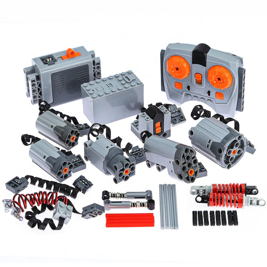 ASTEM 36Pcs Power-Function-Motor-Set Compatible with Technic-Parts. Include IR-Receiver, Battery-Box, Power Function Light, Extension Wire, Servor-Motor, Shock-Absorber for Technic Project