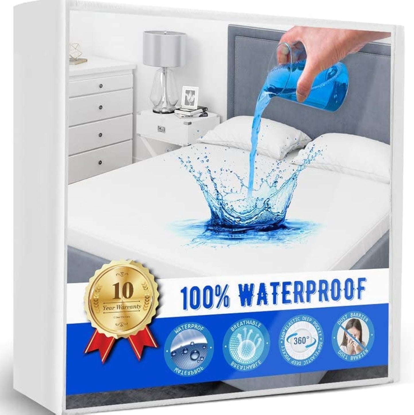2 Pack Twin Mattress Protector, Mattress Cover Waterproof Mattress Protector Twin for Kids, Noiseless Soft Breathable Terry Pad for Kids Pets Adults 39"x75"
