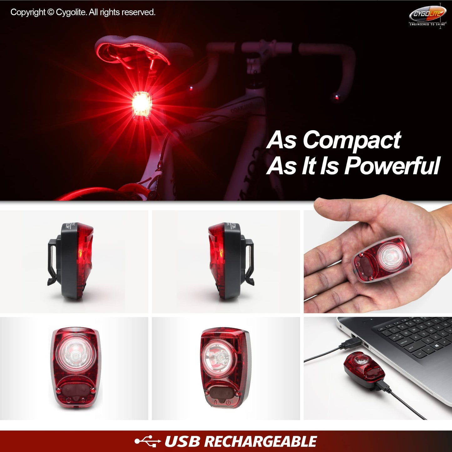 Cygolite Hotshot 2-Watt USB Rechargeable Taillight with USB Cable