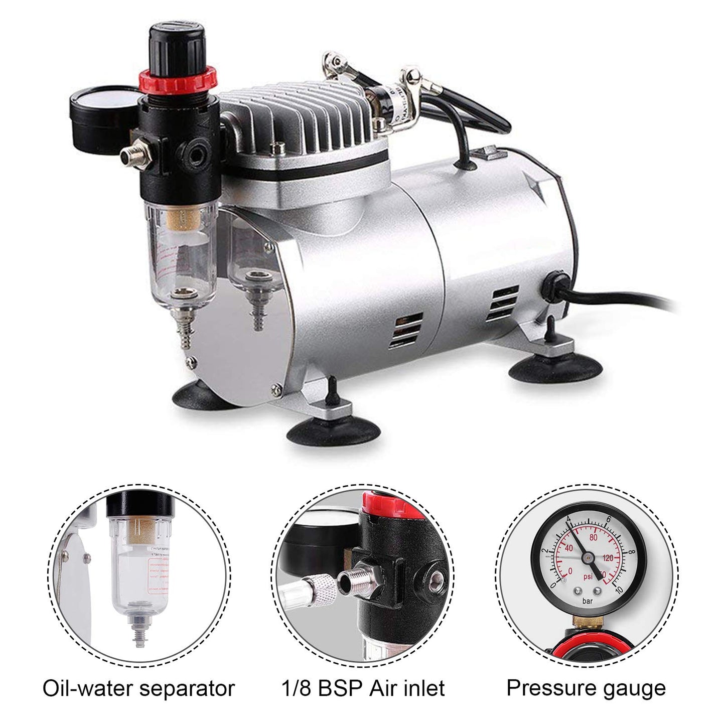 Professional Airbrushing Paint System with 1 Air Compressor and 2 Airbrush Kits for Painting Makeup Cake Spray Model Tattoo Nail Art and More