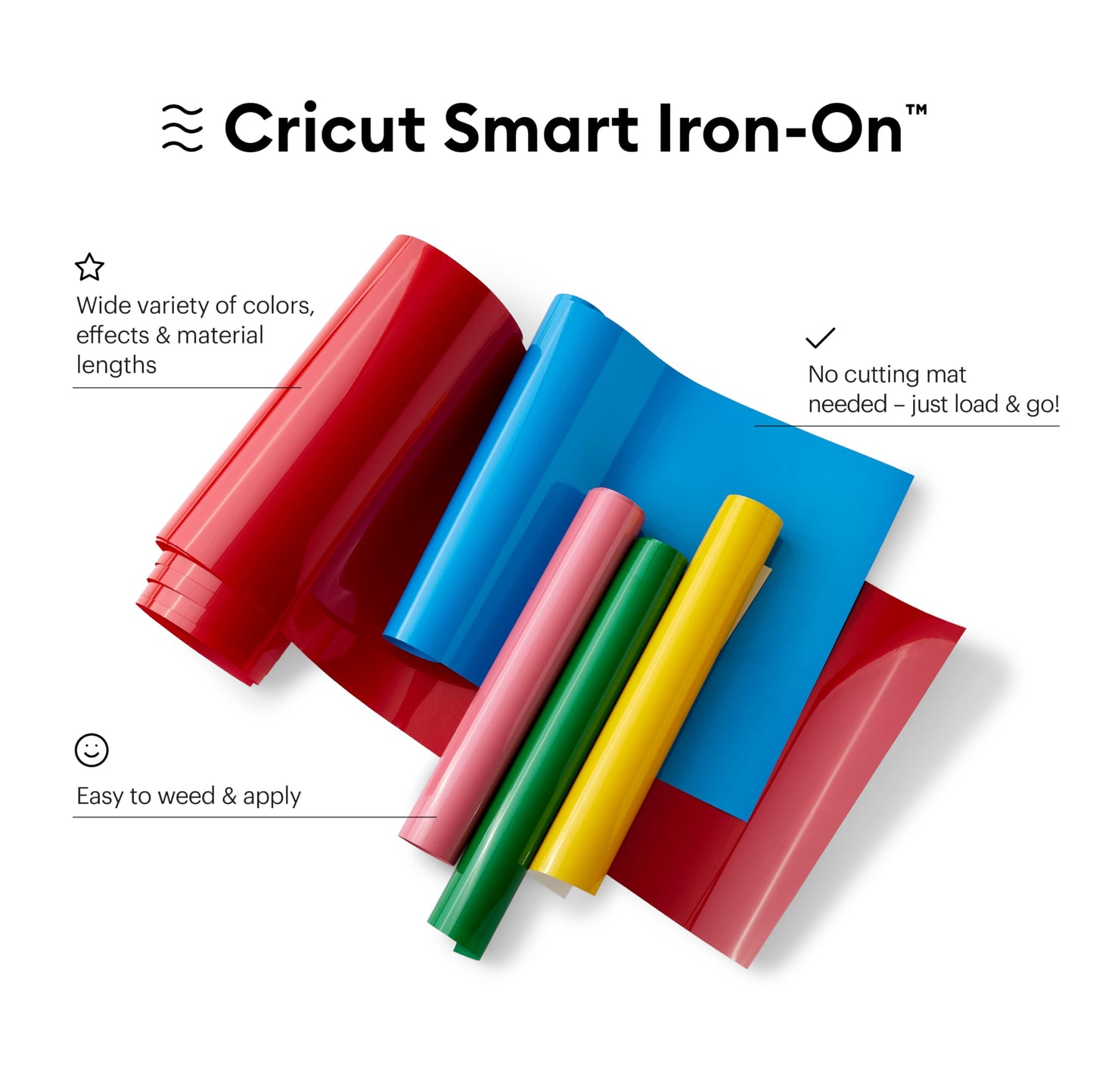 Cricut Smart Iron On, White, 3-Pack of 3ft Rolls (13"x36") Heat Transfer Vinyl for Maker & Explore Machines- Matless Cutting for Long cuts up to 12ft