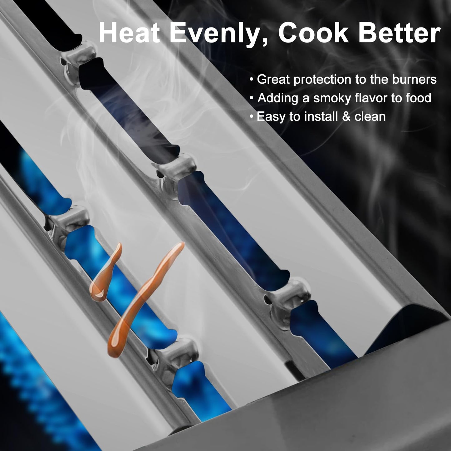 Criditpid 13 3/4" x 5 7/8" Stainless Steel BBQ Heat Shield Plate Replacement Parts for Broil King Signet, Monarch and Sovereign Gas Grills Model, Barbecue Burner Cover, Heat Tent, Flame Tamer, 4 Pack.