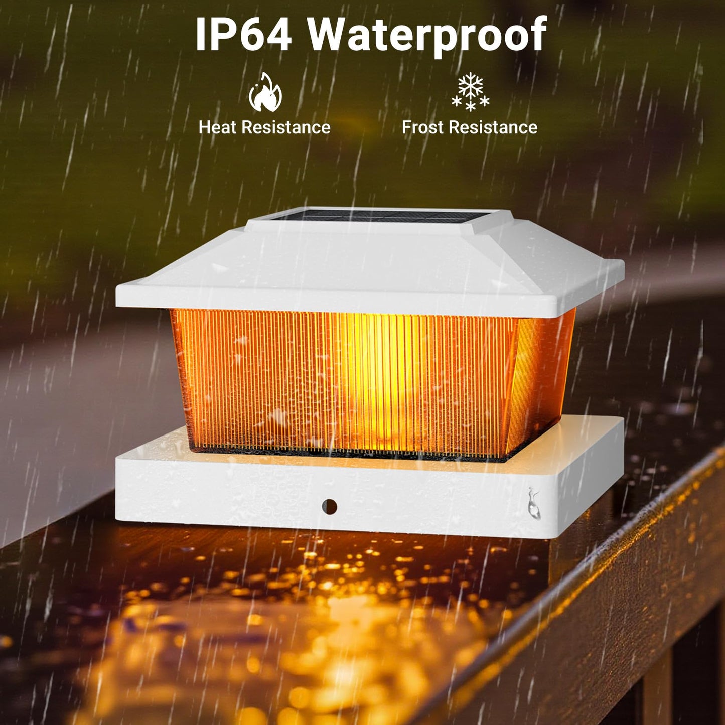 btfarm 8 Pack 4x4 Solar Post Caps Lights with 12 LED, 2 Modes Fence Post Solar Powered Lights, Waterproof Deck Solar Lights Outdoor Fits Vinyl Wooden Post for Patio Garden, Flame (White)