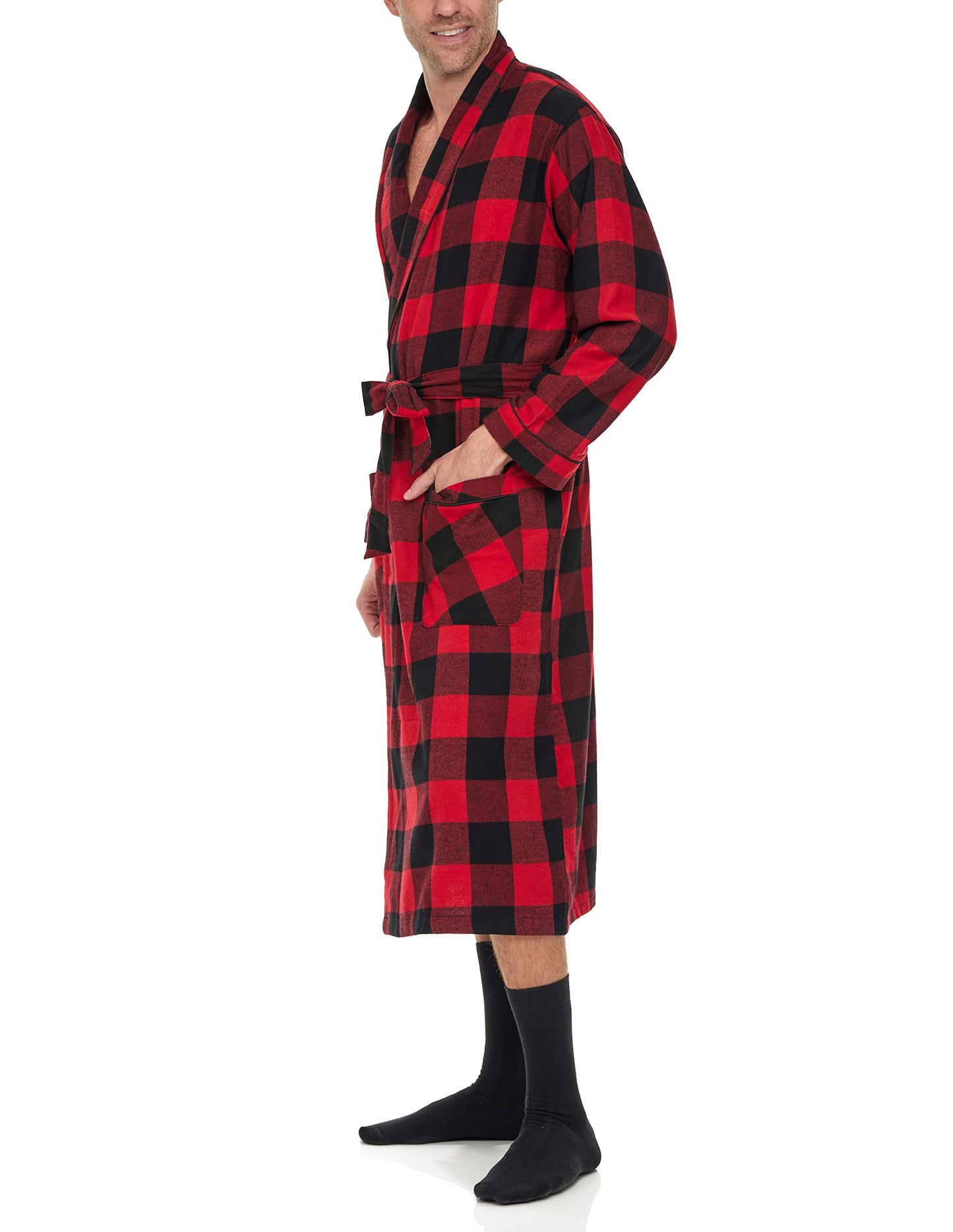 Andrew Scott Mens 2 Pack Long Sleep -Sauna Robe / 100% Cotton Flannel Brush Warm Bathrobe, 2 Pack-assorted Plaids, XX-Large-3X-Large Big