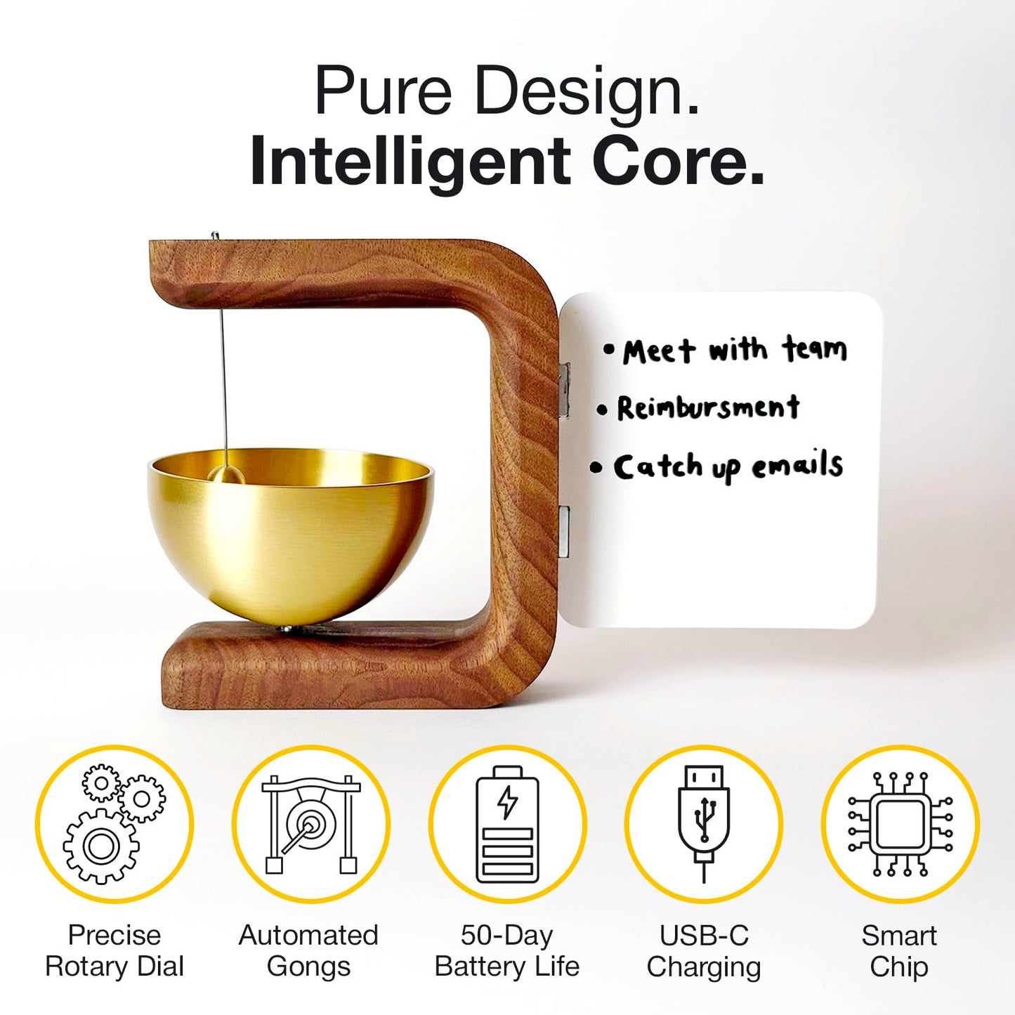 Pro Timer P2 - Elegant Wooden Pomodoro Timer - an Original Productivity with Magnetic Memo Board – High-End Quality Desk Device for Focus, Meditation & Productivity - Ideal for Work & Study