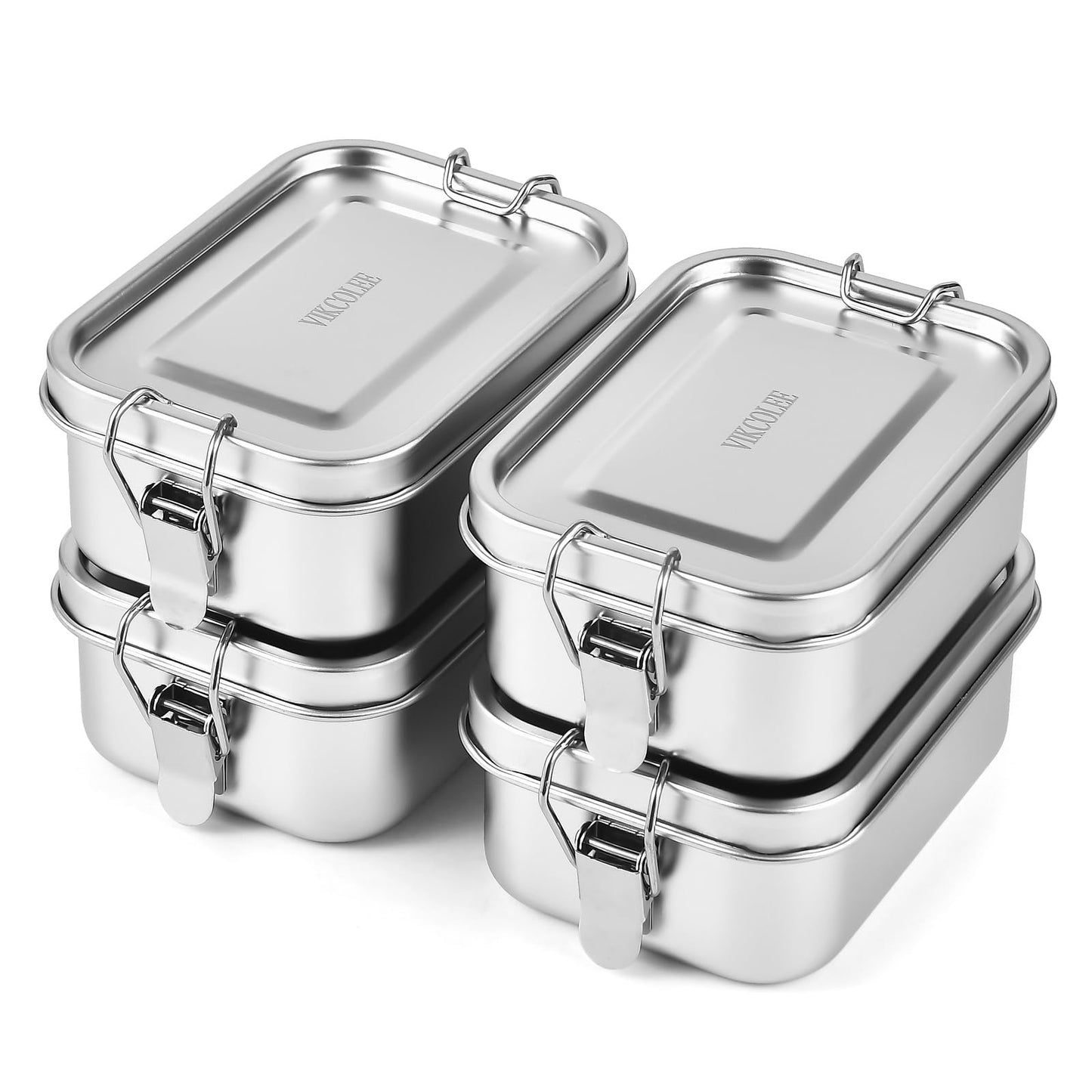 VIKCOLEE 4 PCS Stainless Steel Bento Box 550ml, Metal Lunch Box Food Containers, Steel Lunch Container for Home, Work, Camping (4pcs, 550ml)