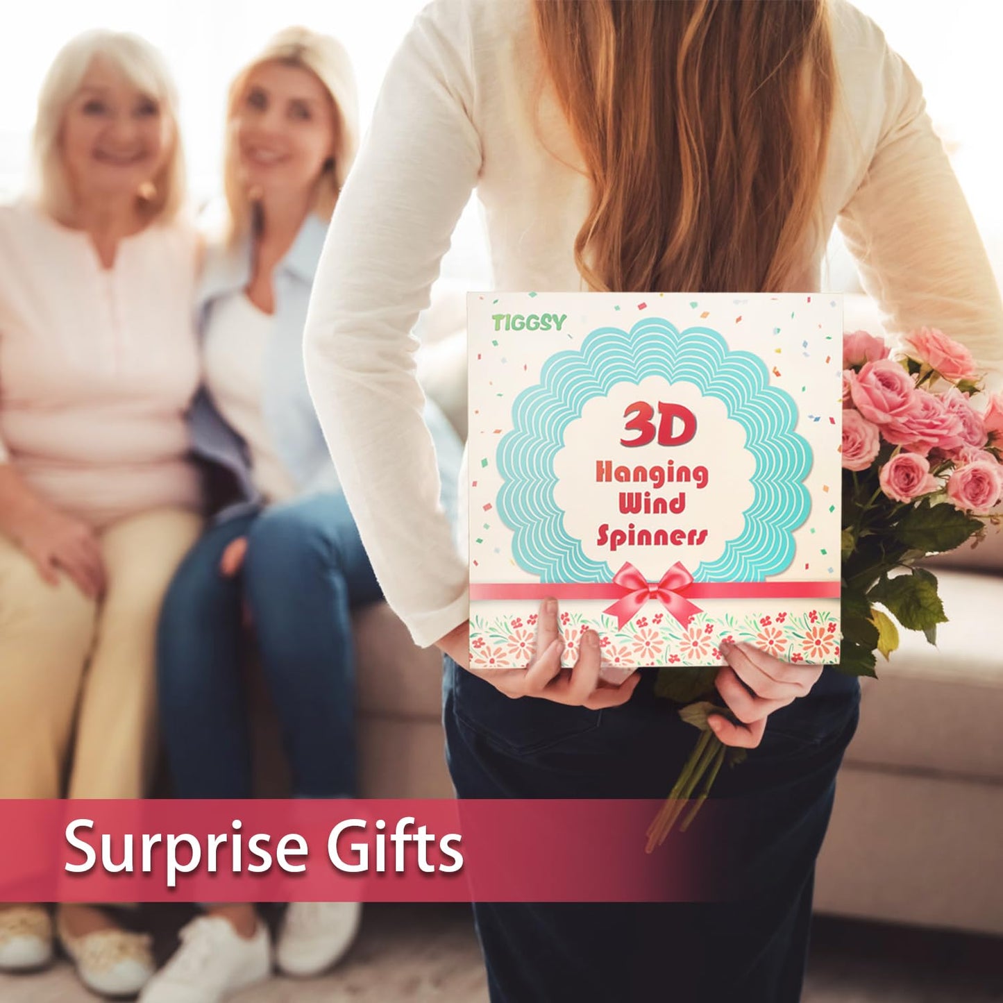 Cardinal Wind Spinners Cardinal Gifts for Women/Men 12 inch 3D Stainless Steel Hanging Wind Spinner Metal Bird Wind Catchers Kinetic Sculpture for Indoor/Outdoor Decor, Yard Art, Garden Decorations