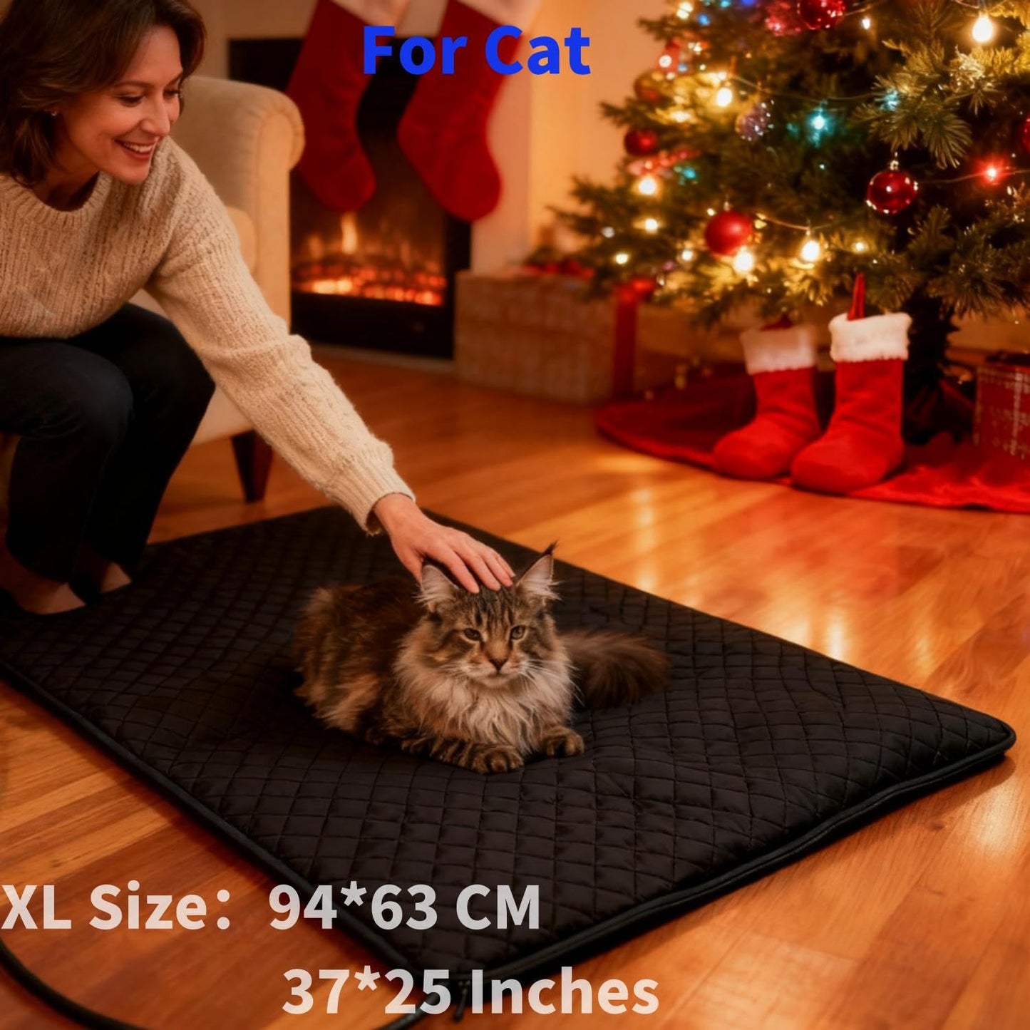 Dog Heating Pad for Large Dog Bed Pet Outdoor Indoor House,Electric Heating Mat for Dog House Crate Pad for Small Medium Pet Cat Puppy Waterproof Easy Clean Chew Proof Cord (Large, Solid)