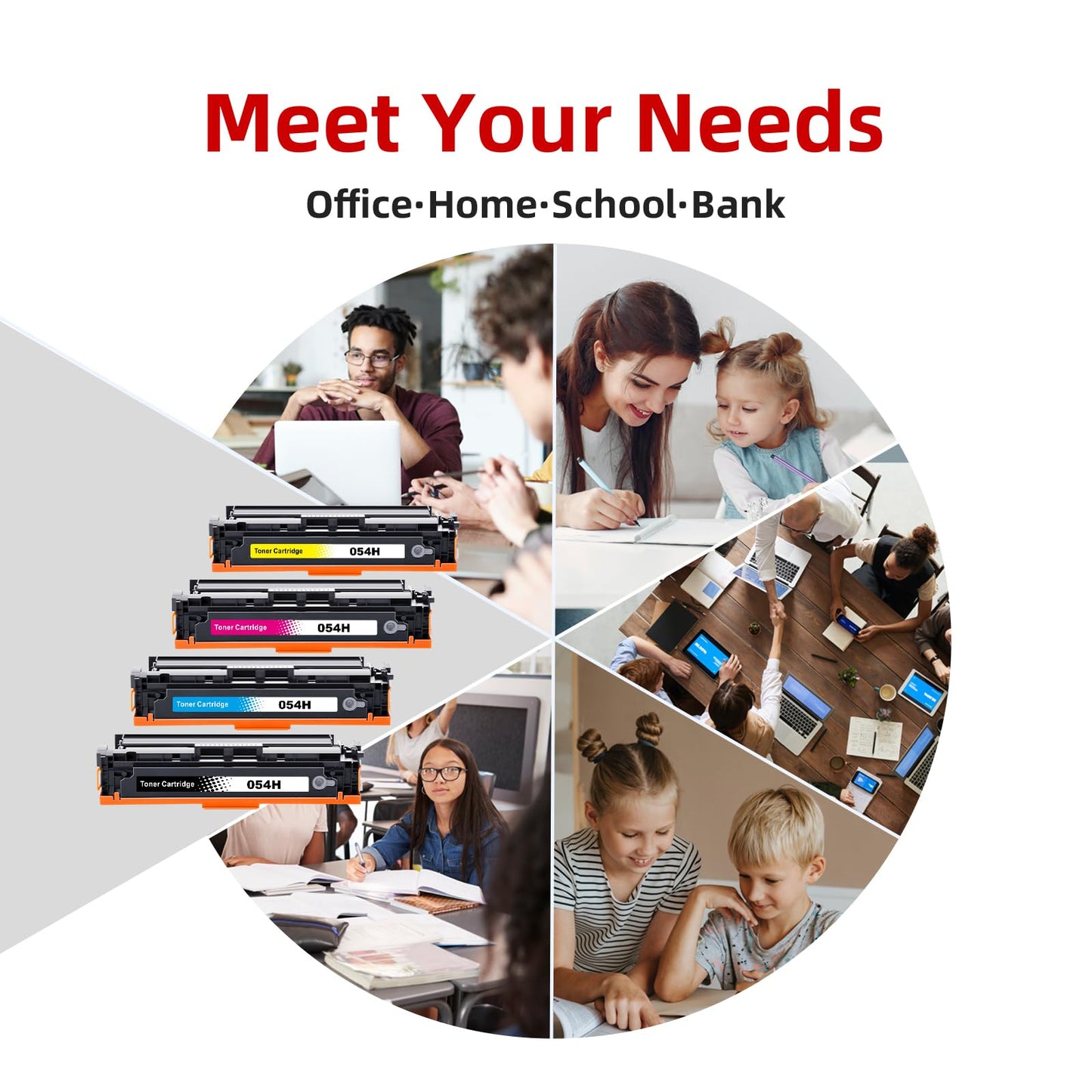 054H Toner Cartridge Replacement for Canon 054H 054 H CRG-054 Work with Canon MF642Cdw Toner Cartridges, Color imageCLASS MF644Cdw LBP622Cdw MF641Cdw Laser Printer Toner (4 Pack)