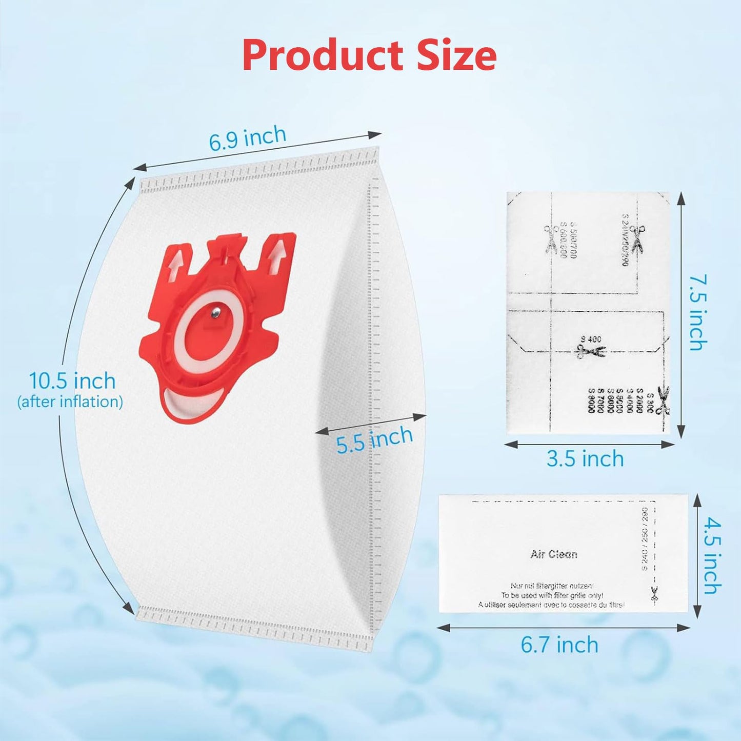 20 Pack Miele Vacuum Bags, Replacement for Miele FJM Vacuum Compact C2 Compact C1 Complete C1 S241 S290 S300i S500 S700 S4 S6 Series with 5 Motor Protection Filters 5 Air Clean Filters
