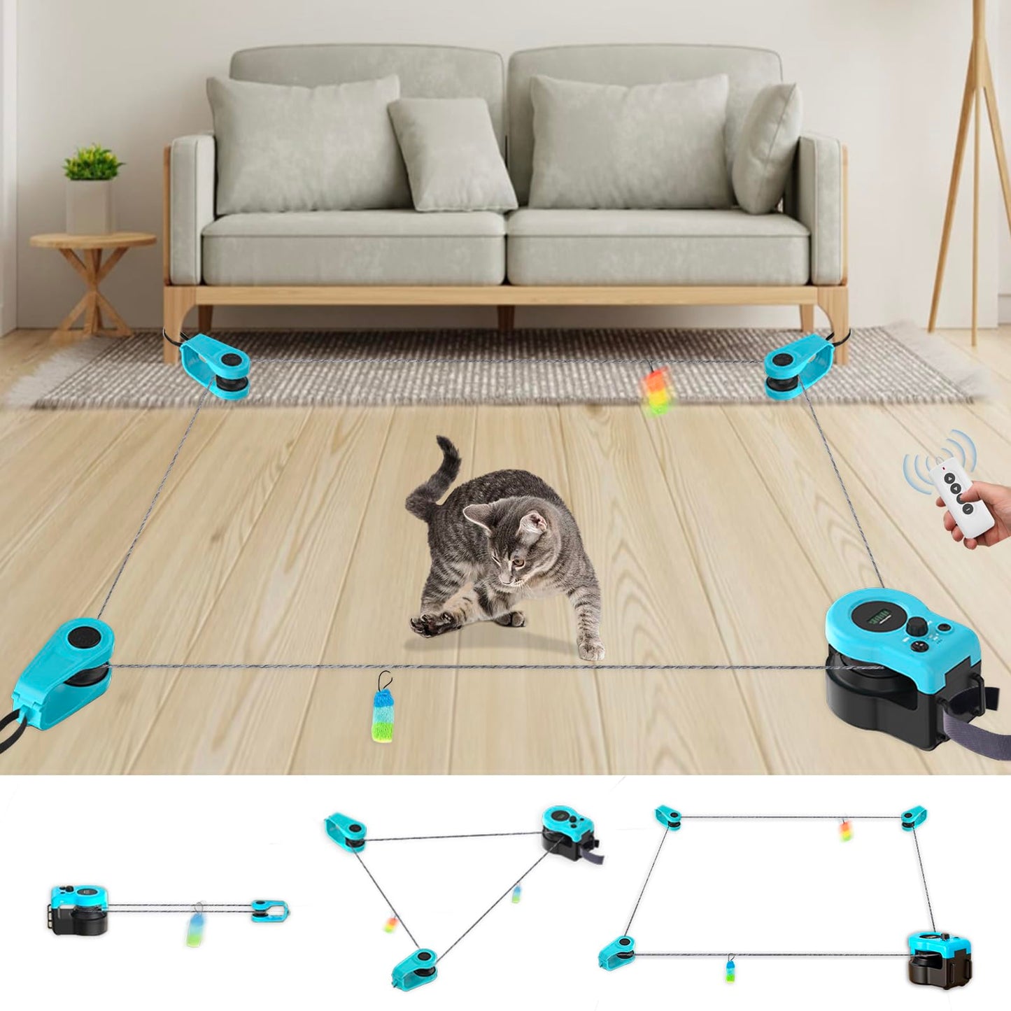 Homegroove Interactive Cat Toys for Indoor Cats, Auto/Remote Control DIY Cat Mouse Hunting Treadmill, Adjustable Speed Cat Chase Toy for Fitness, Playtime & Energy Release (Blue)