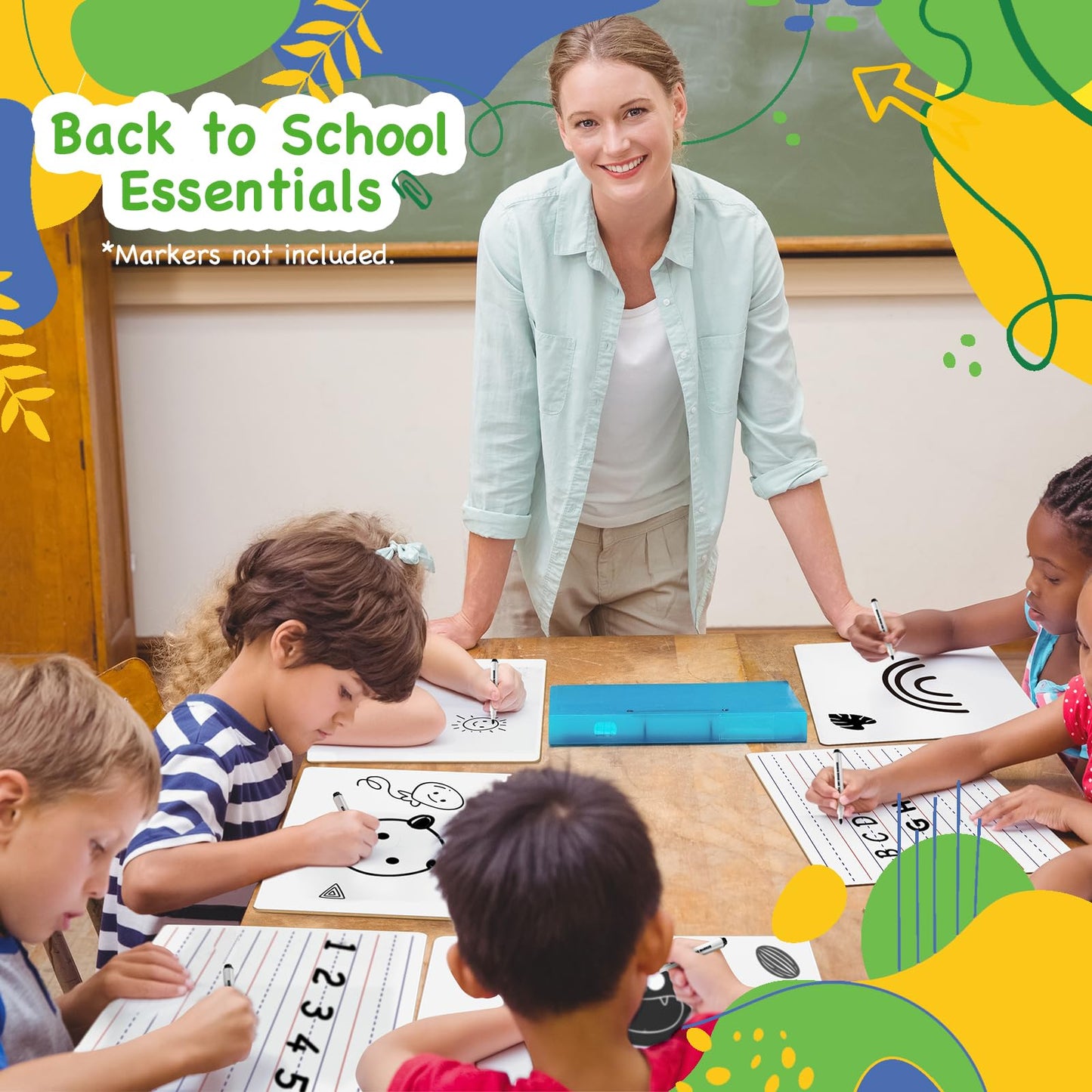 Ohuhu 30-Pack Small White Boards – 9 x 12 Inch Portable Mini Dry Erase Boards - Double-Sided Plain & Lined Whiteboard Class Set for Teachers, Students, Classroom & Back-to-School Supplies