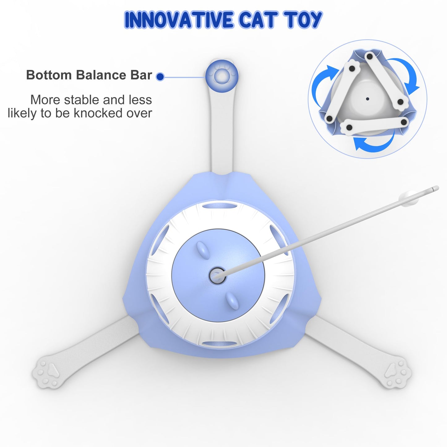 Cat Toys for Indoor Cats, 3 in 1 Interactive Cat Toy for Kitten, Motion Activate Automatic Cat Toys, Cat Hunting Game & Rotating Feathers, USB Rechargeable