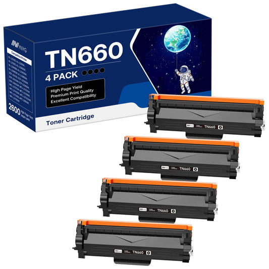 NYNYG TN660 Toner Cartridges Replacement for Brother TN660 TN630 Compatible for HL-L2380DW HL-L2320D HL-L2340DW DCP-L2540DW MFC-L2700DW MFC-L2720DW Printer (Black, 4 Pack)