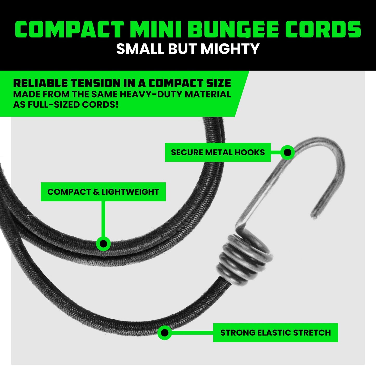 Rhino USA Bungee Cords with Hooks (28-Piece) Heavy Duty Outdoor Bungee Straps with Small, Short and Long Sizes - 4 Free Tarp Clips, Drawstring Bag, Canopy Ties & Ball Bungie - UV & Weather Resistant