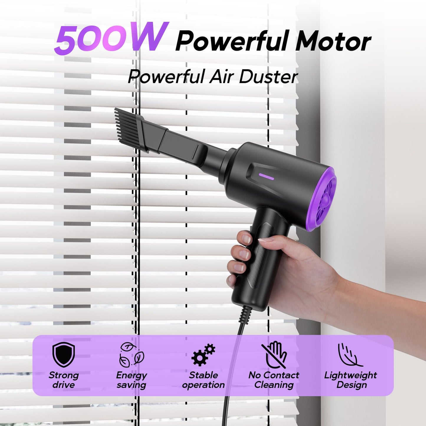 Goweto Electric Air Duster - Air Blower - Multi-Use Compressed Air Duster for Keyboard- Computer and PC - 5.74 oz Powerful Motor (Purple)
