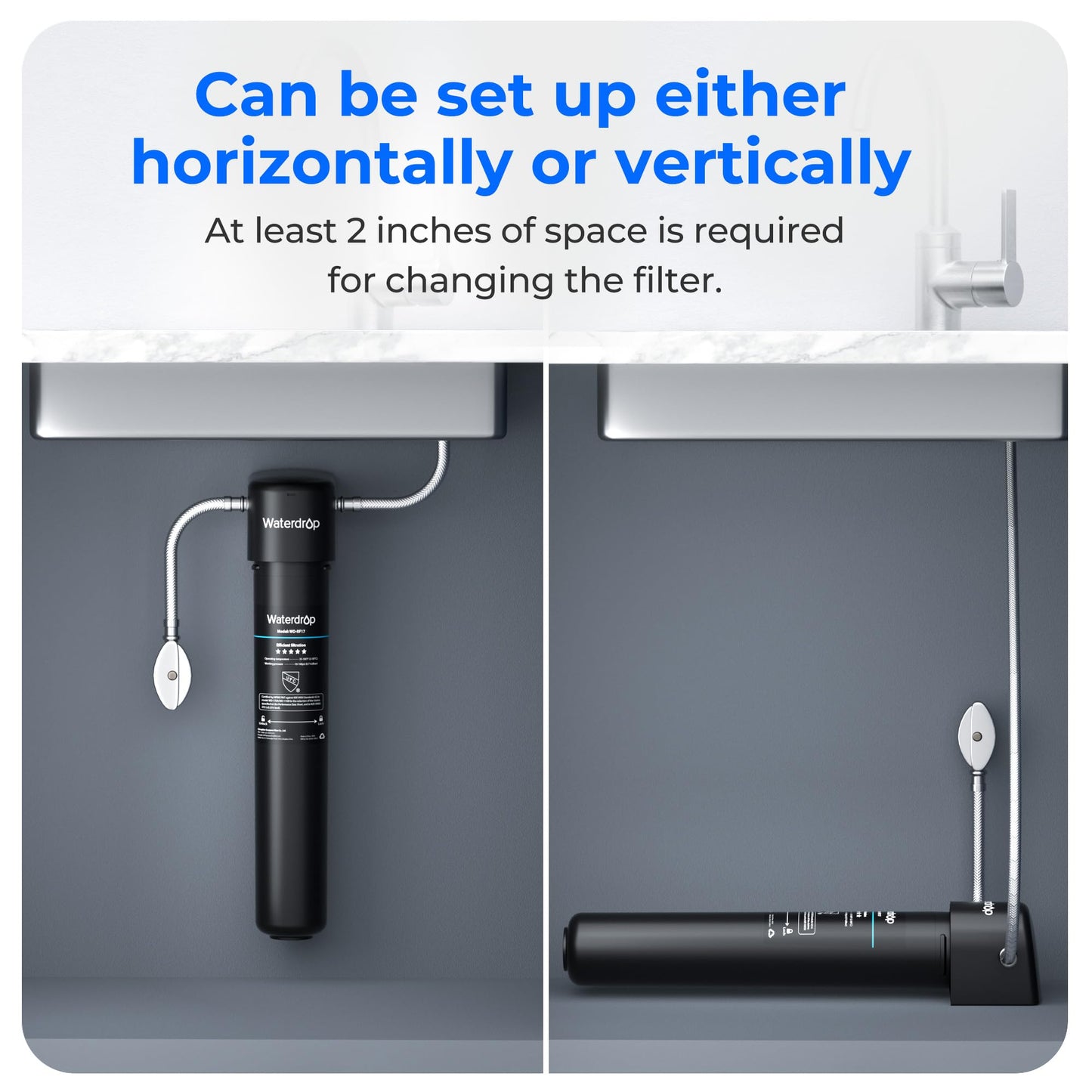 Waterdrop 17UA 3 Years Under Sink Water Filter System-Reduces Lead, Chlorine, Bad Taste & Odor-Under Counter Water Filter Direct Connect to Kitchen Faucet-NSF/ANSI 42 Certified-24000 Gallons-USA Tech