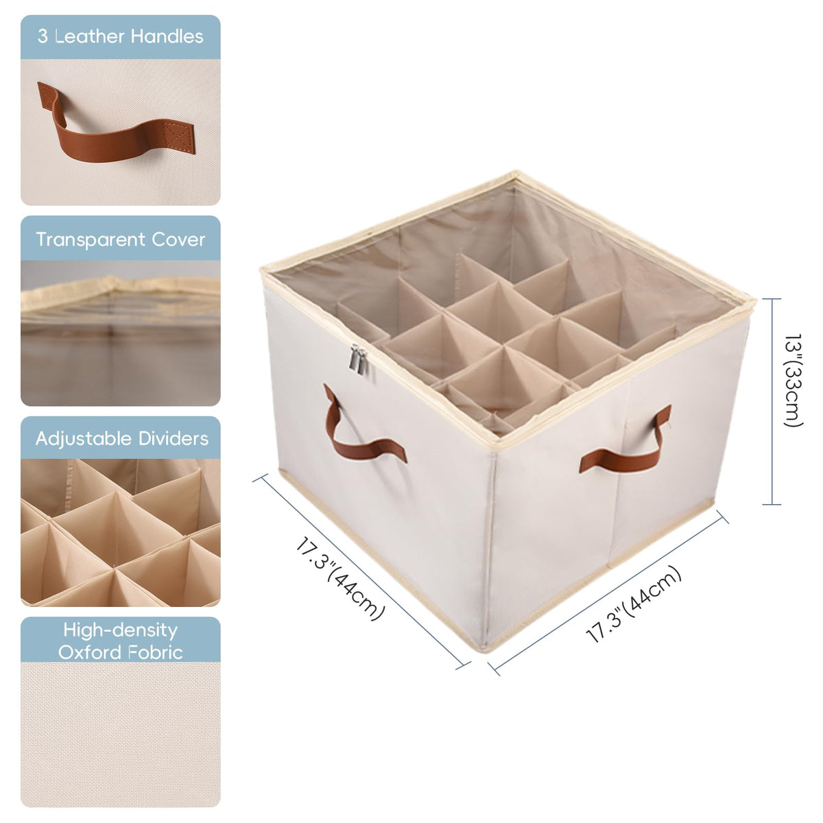 MECINFUL Shoe Storage Organizer 2 Pack with Clear Cover and Adjustable Dividers – Fabric Shoe Organizer for Closet Fits 16-32 Pairs, Space-Saving Shoe Organizer Box, Dustproof & Reinforced