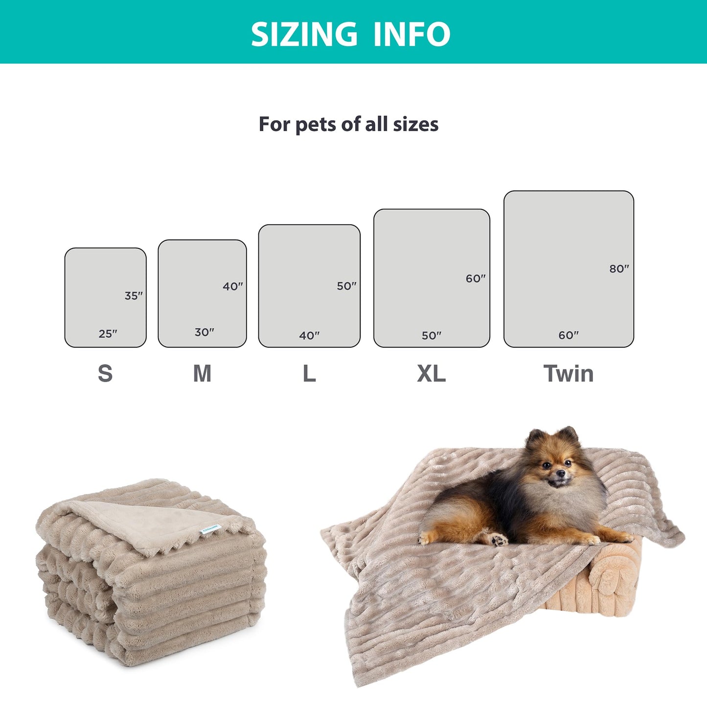 ZAKAPAWS Chicute Waterproof Dog Blanket, Soft Fleece Blanket for Couch Protector, Reversible Pet Blankets Furniture Protector Cover for Small Medium Large Dogs Cats (Line, 30"x40")
