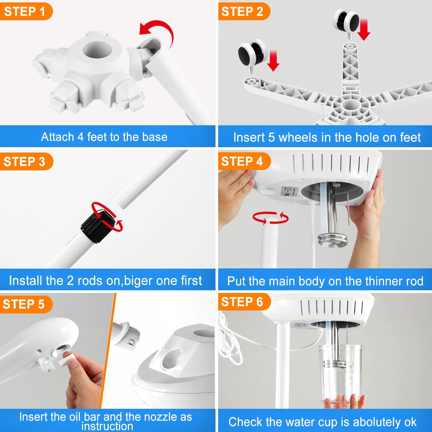 Professional Facial Steamer, Face Steamer on Wheels, SPA Ozone Steamer, Standing Face Steamer for Spa, Salon and at Home Use