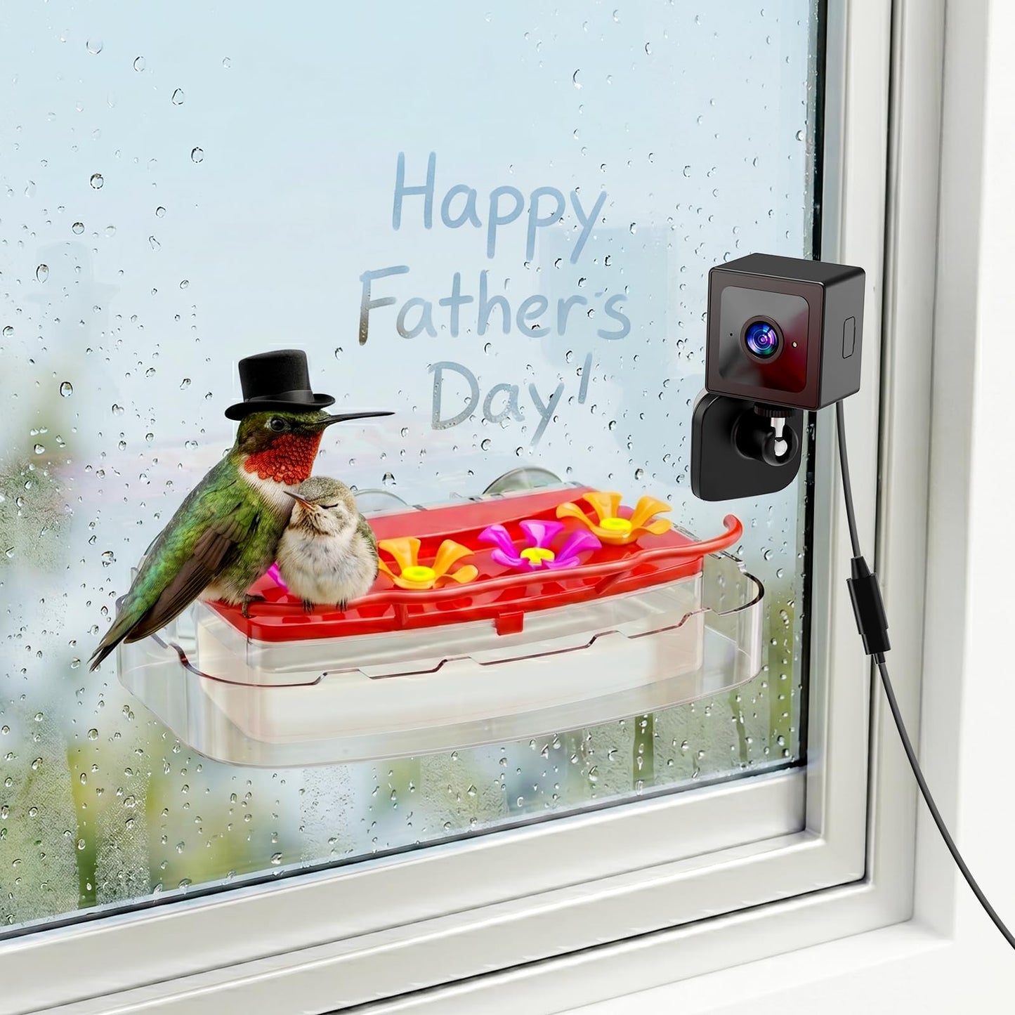 Freeseason 2K Smart Window Hummingbird Feeder Camera with AI Identify, Auto-Capture Fast Moments, IP65 Waterproof & Ant Moat, Strong Suction for Apartment/Cat TV, Best Gift for Bird Lovers