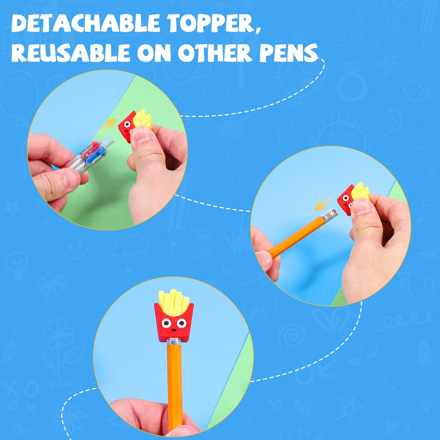 JOLLYFUN 60PCS Mini 4-in-1 Multicolor Retractable Ballpoint Pens - Cute Cartoon Pen Set with Blue Red Black Green Ink - School Supplies, Classroom Prizes, Kids Party Favors, Year End Gifts