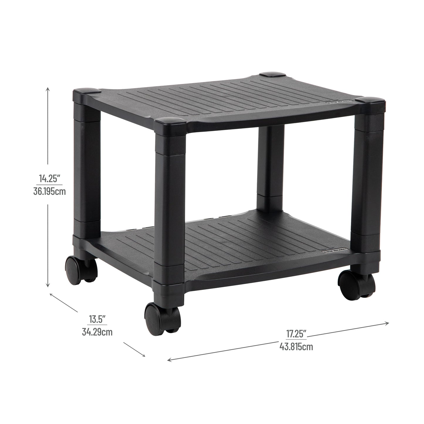 Mind Reader Rolling Printer Cart, Utility Cart, Printer Stand, Under Desk Storage, Office, 17.25" L x 13.5" W x 14.25" H, Black