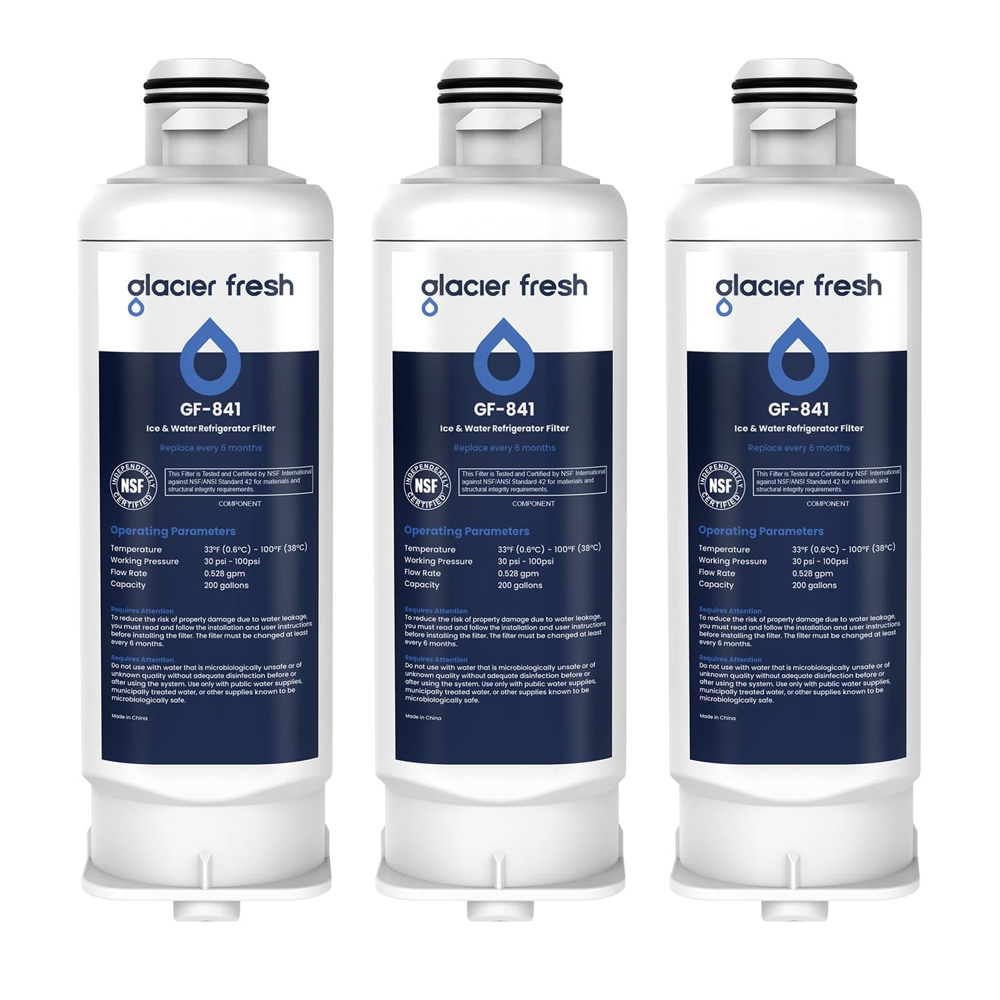 Glacier Fresh Replacement for DA97-17376B Refrigerator Water Filters, HAF-Qin, HAF-Qin/EXP, DA97-08006C, RF23M8070SG, RF23M8070SR, RF23M8090SG, RF23M8090SR, RF23M8570SR, RF23M8590SG (3 Pack)