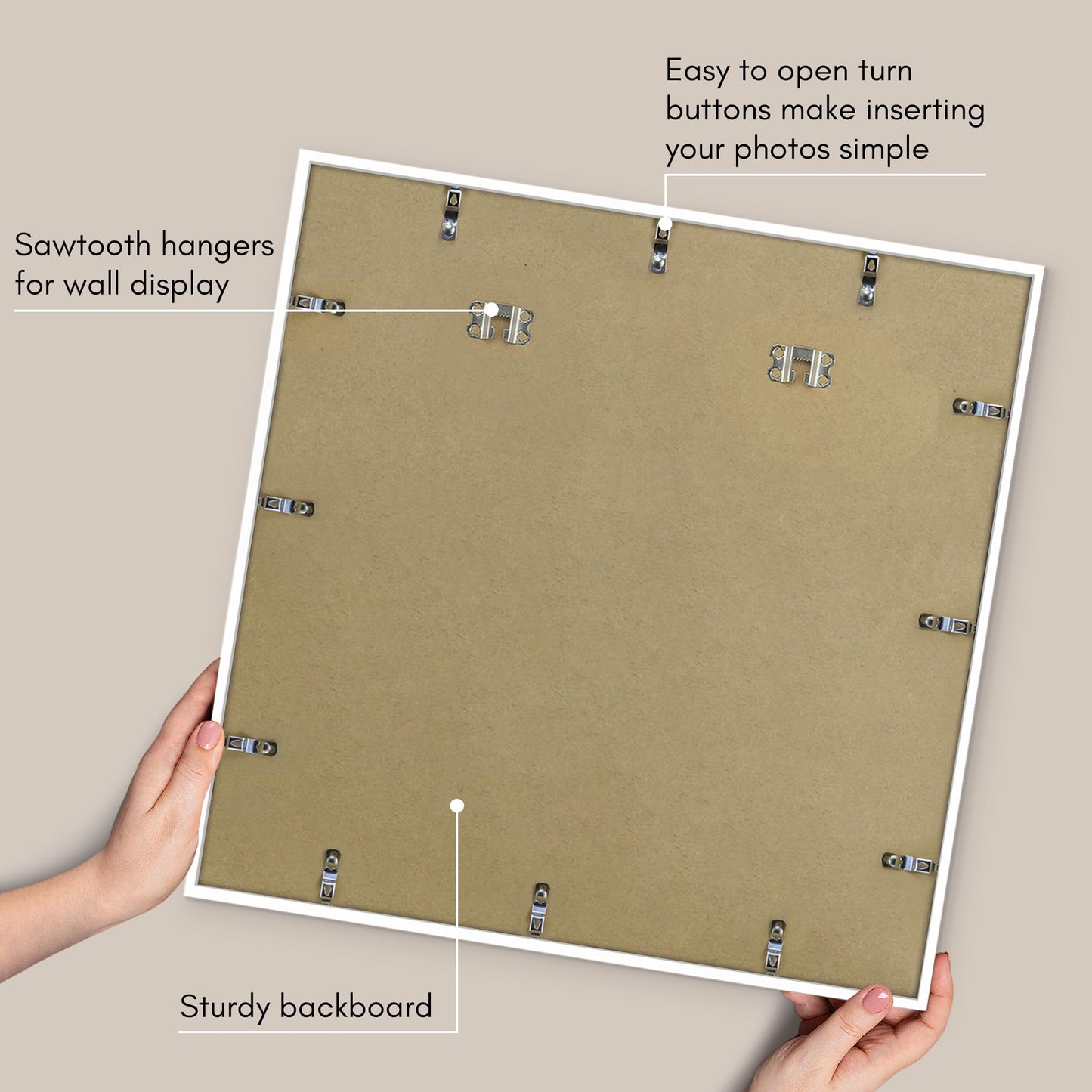 Americanflat 24x24 Picture Frame with Polished Plexiglass - Use as 11x14 Frame with Mat or Display 24x24 Photo Without Mat - Streamline Collection - Thin Border Square Frames for Wall Display - White