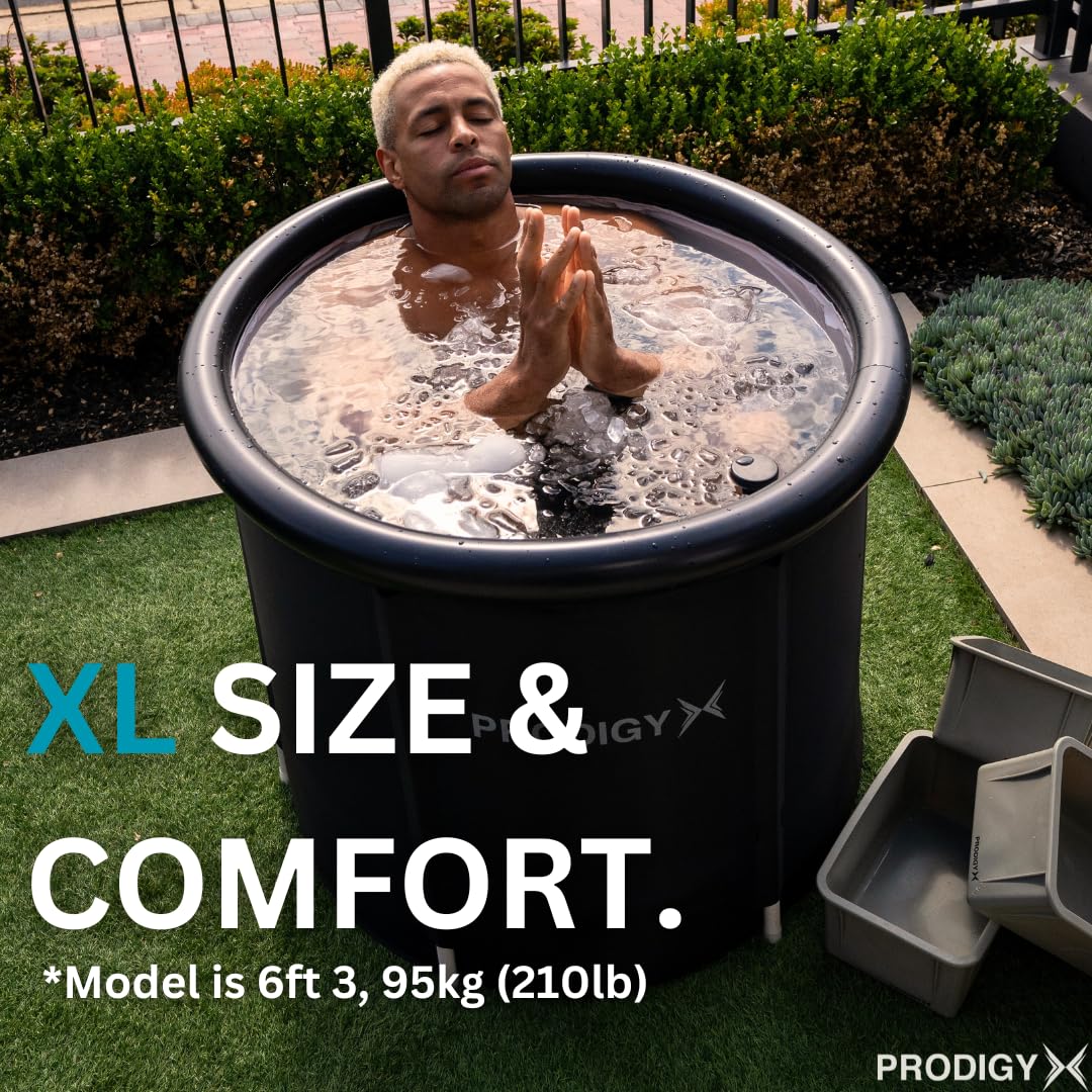 PRODIGY X Ice Bath Tub - Cold Plunge Tub for Athletes - Large Size, Portable, Outdoor - Therapy Ice Pod - Lid & Thermometer