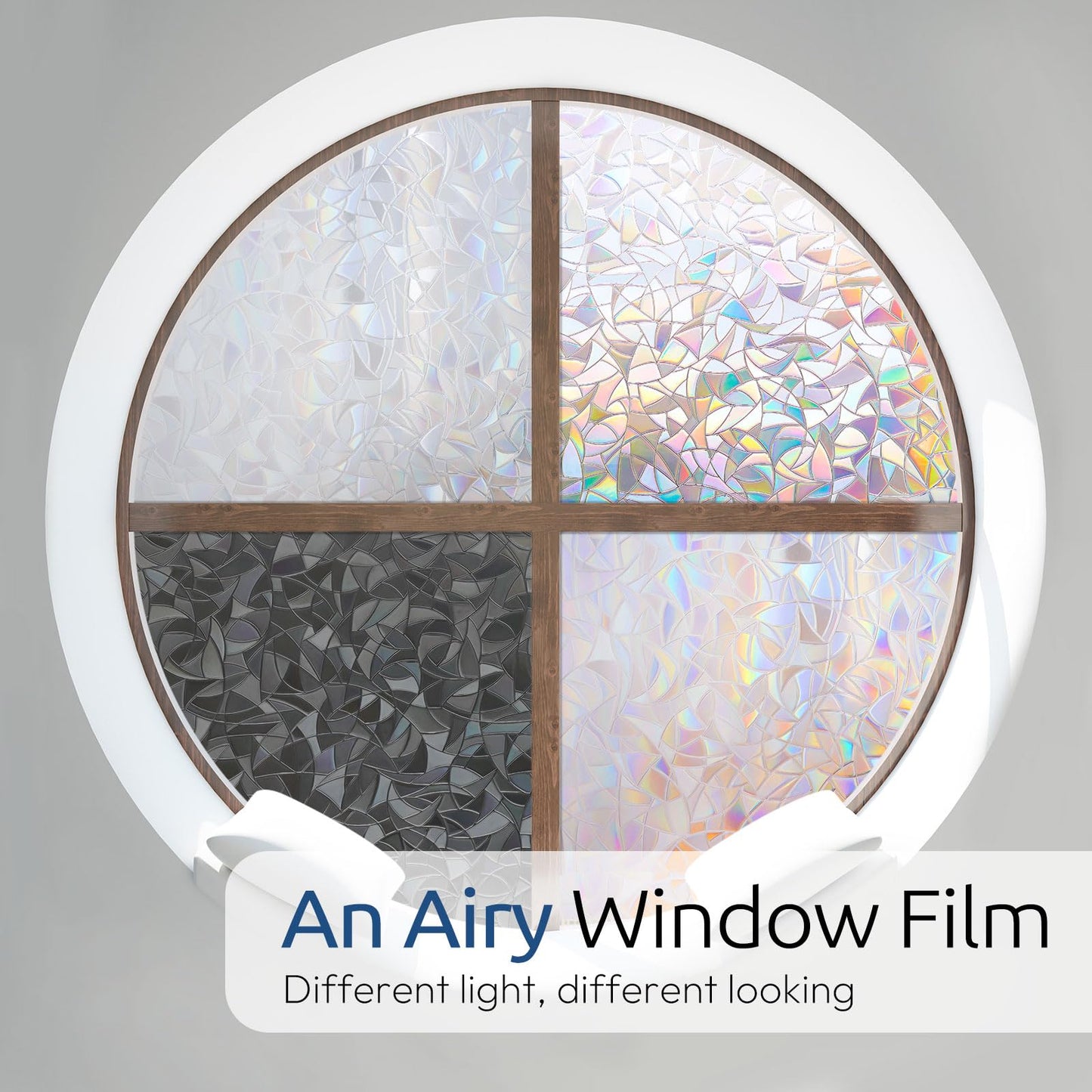rabbitgoo Rainbow Window Films for Privacy, 3D No Glue Decorative Window Clings, UV Blocking Removable Stained Glass Tint Film, Privacy Glass Stickers for Home Office Door, 60x200cm