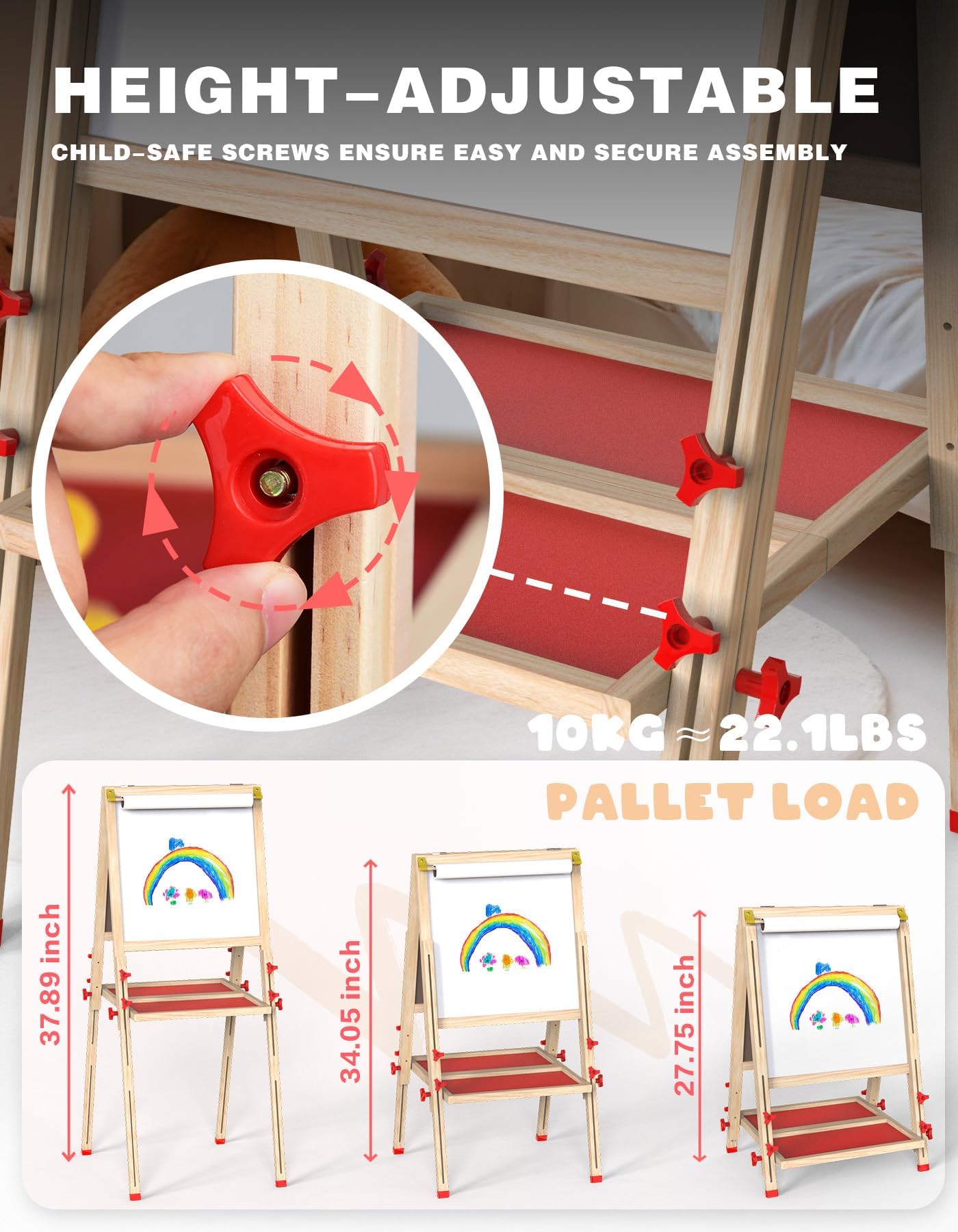 Joyooss Art Easel for Kids Easel, Wooden Foldable Easel for Painting, Standing Whiteboard & Chalkboard Kids Art Easel, Toddler Easel Draw Toys with Paper Roll Magnetic Board for Boys Girls Ages 3 4 5 6 7 8 10
