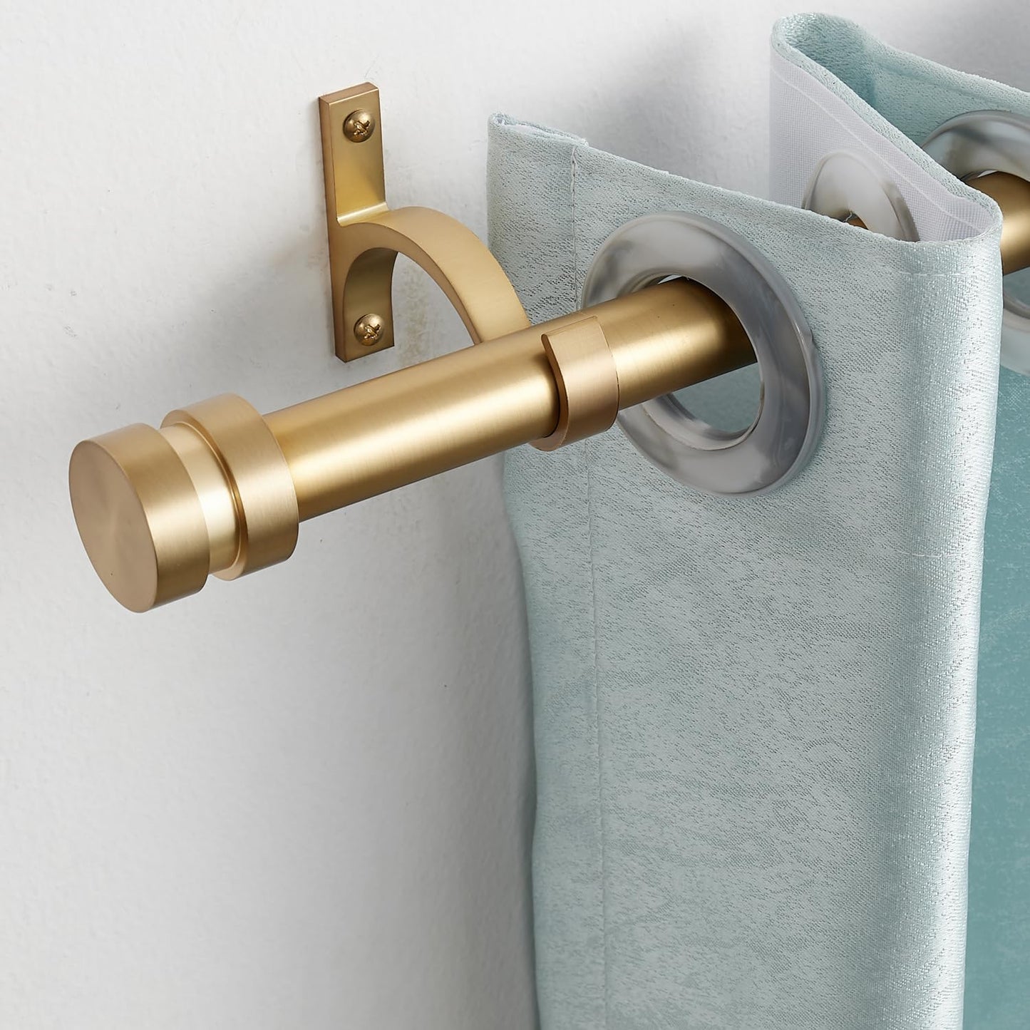 16-150 inch Long Adjustable Warm Gold Curtain Rods,1 inch Diameter Splicing Heavy Duty Rod Set with Aluminum Finals for Windows, Door, Drapery, Closet