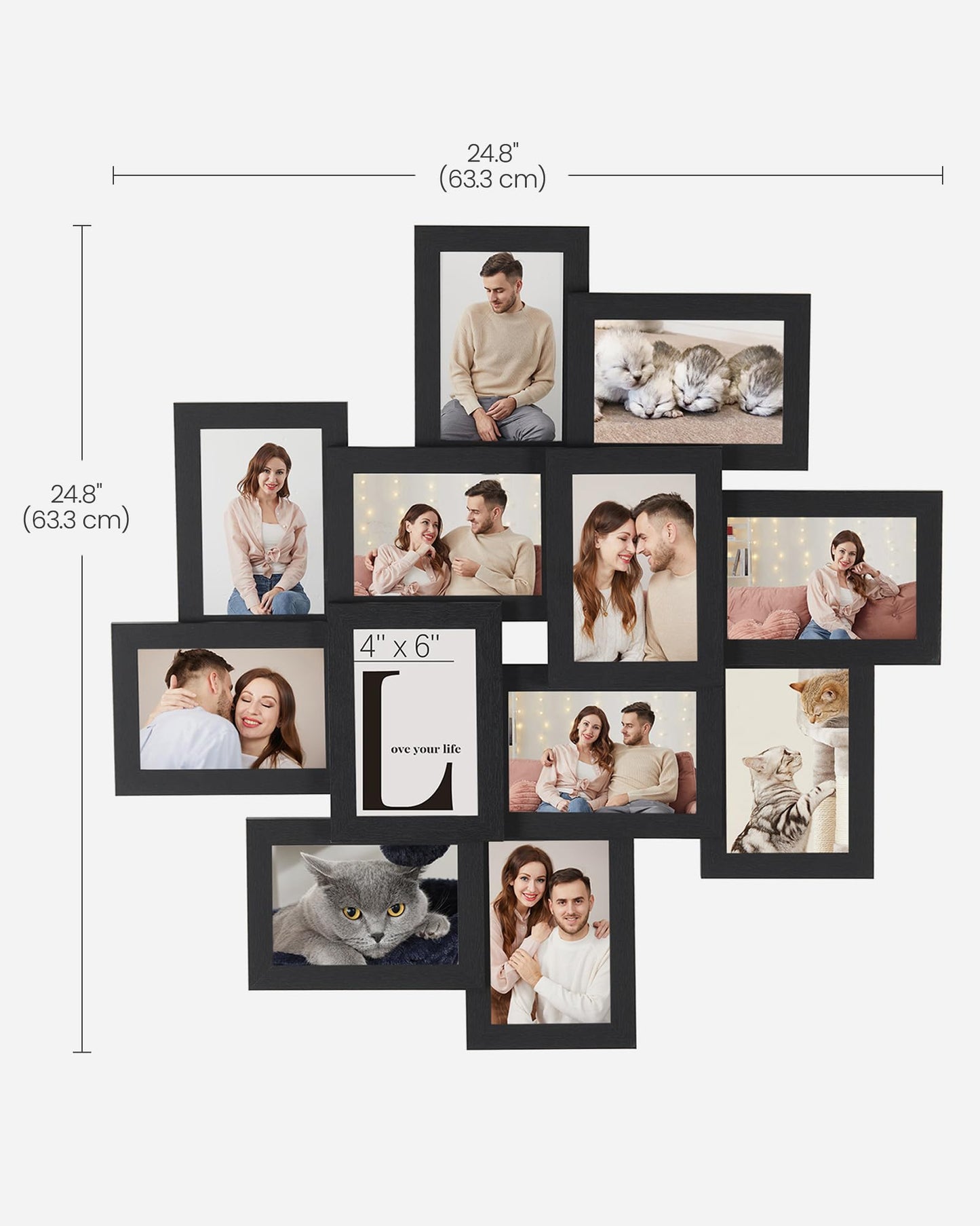 SONGMICS 4x6 Collage Picture Frames, 12-Pack Picture Frames Collage for Wall Decor, Photo Collage Frame, Ink Black