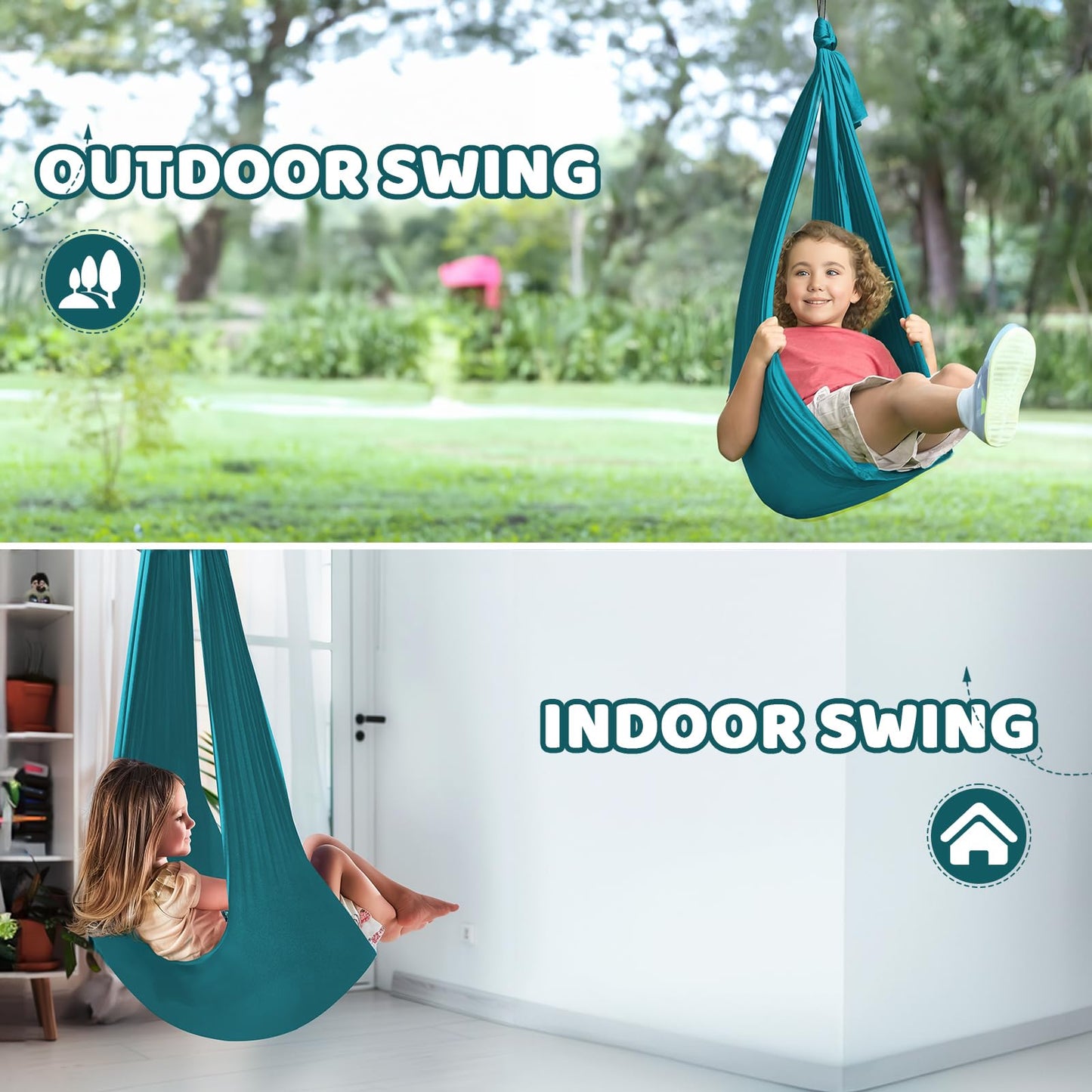 Sensory Swing, Therapy Swing for Kids & Adult, Cuddle Swing Indoor Outdoor Swing, Sensory Joy Swing Hammock Chair for Disorders, Autism, ADHD, Anxiety (110" x 62") (Load Capacity 440 LBS)