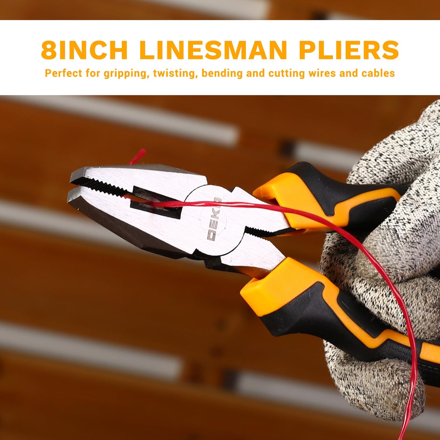 DEKOPRO 6PCS Pliers Set, Plier Set with 10" Groove Joint, 8" Long Nose, 8" Slip Joint, 8" Linesman Plier, 8" Adjustable Wrench and 6" Diagonal Pliers with Storage Bag for DIY & Home Use
