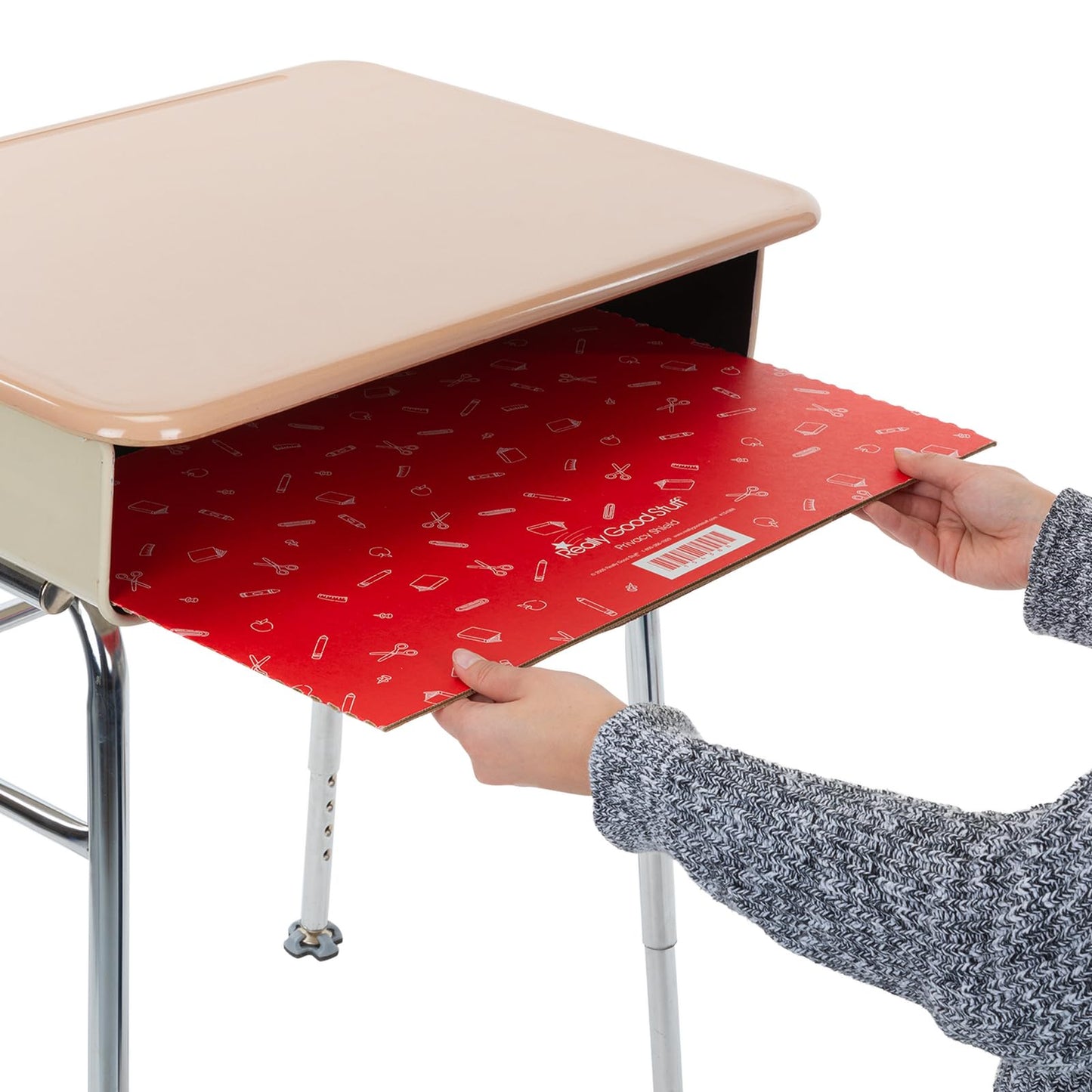Really Good Stuff Privacy Shields - Set of 12 - Classic Red, Blue, Green, Yellow, Orange & Purple - Stars & Swirls Pattern - Classroom Privacy Dividers