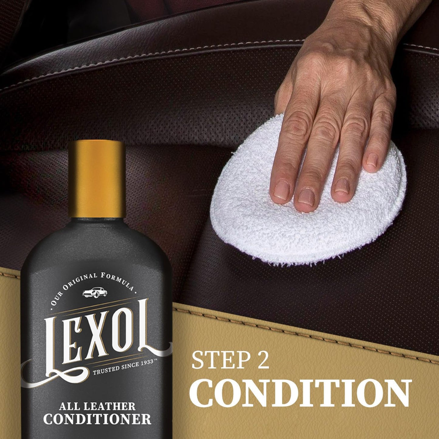Lexol Conditioner Cleaner Kit, Use on Car Leather, Furniture, Shoes, Bags, and Accessories, Quick & Easy Step Regimen, 8 oz Bottles, Includes Two Application Sponges