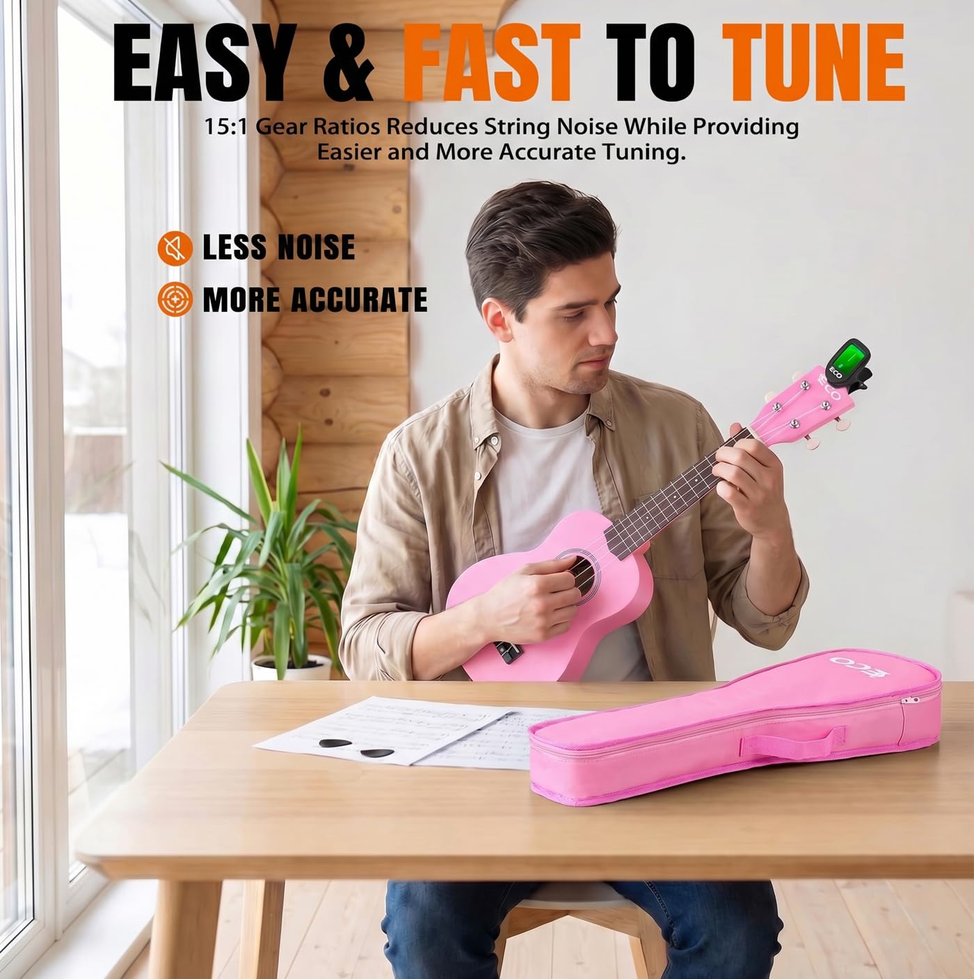 Soprano Ukulele Beginner Kit 21 Inch Ukelele w/Free Online Lesson Case Strap Tuner Strings Picks, Fast to Learn