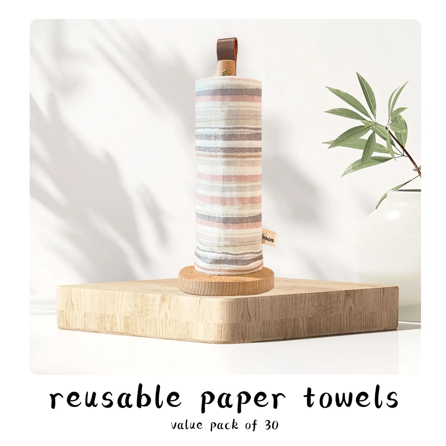 Chloven 30 Pack Reusable Paper Towels, Highly Absorbent Cotton Cloth Washable Paper Towels for Kitchen, Eco Friendly Paperless Towels & Napkins Alternative, Reusable Hand Towels Roll