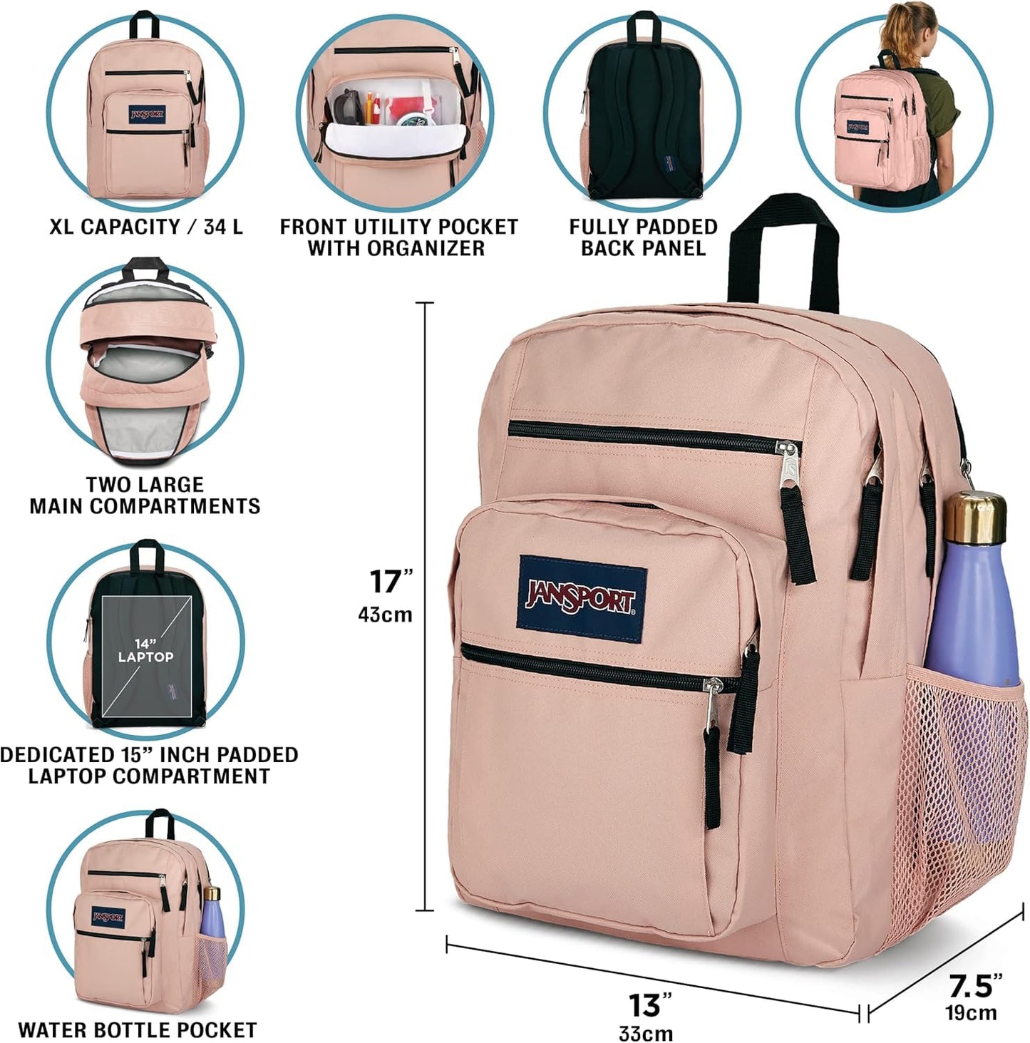 JanSport Laptop Backpack - Computer Bag with 2 Compartments, Ergonomic Shoulder Straps, 15” Sleeve, Haul Handle, Camo Illusion, One Size With 2 Compartments