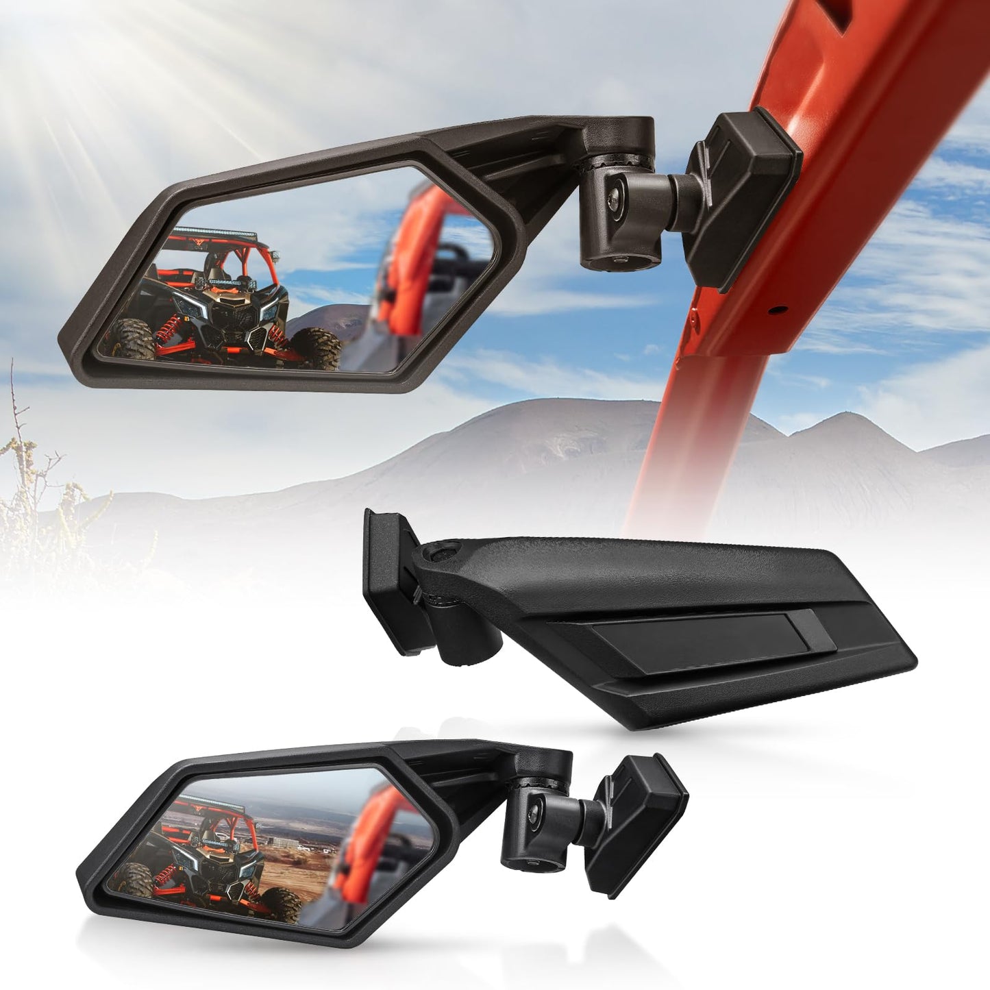 KEMIMOTO UTV Side Mirrors, Upgraded 360 Degree Adjustment X3 Side Mirrors Compatible with Can Am Maverick X3 Max XRS XDS Turbo R RR 2017 2018 2019 2020 2021 2022 2023 2024 2025